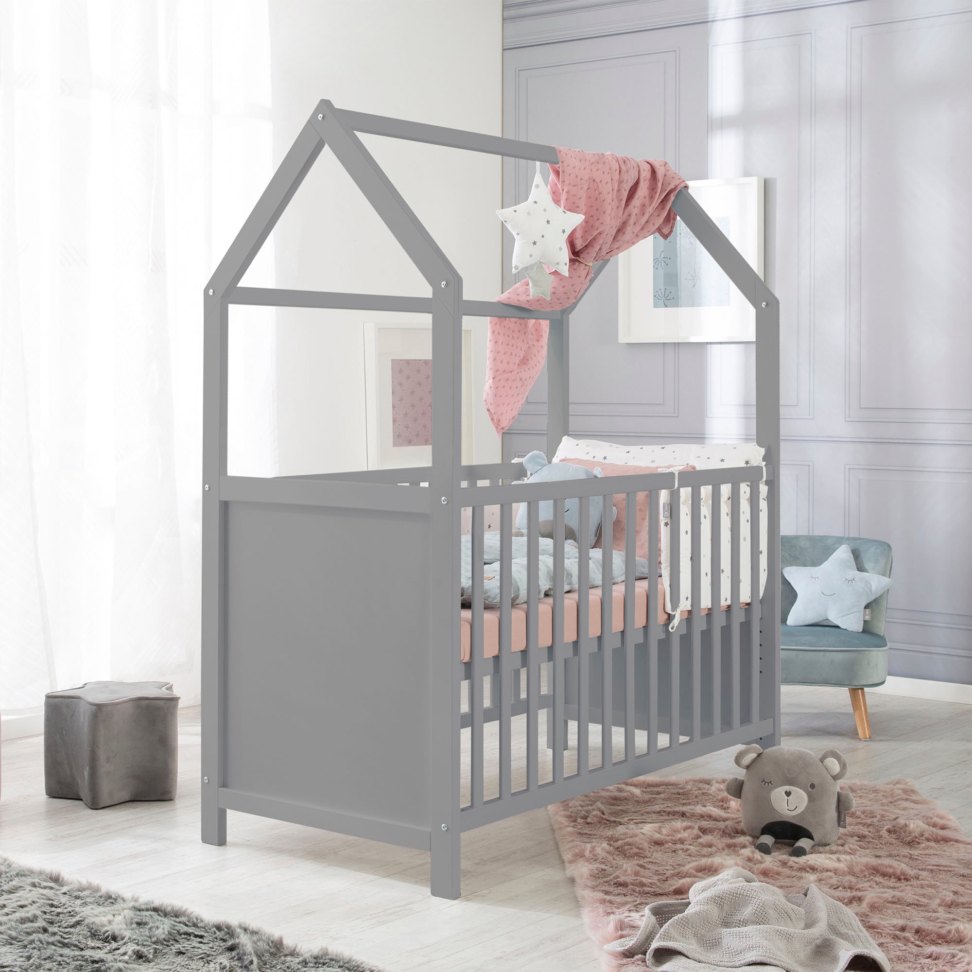 roba® Babybett »Hausbett 60x120, taupe«, FSC®-Holz aus gewissenhaft bewirtschafteten Wäldern