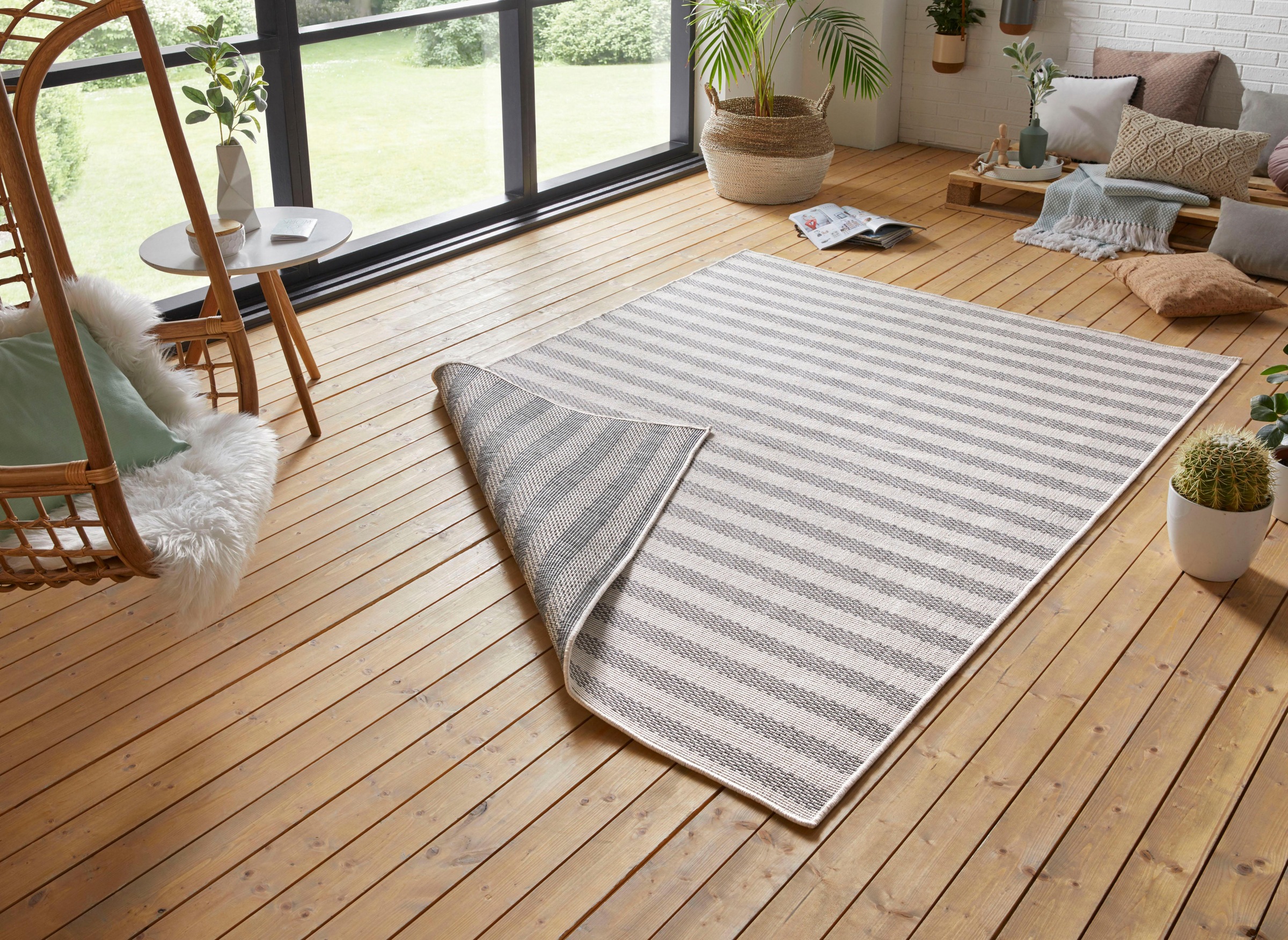 freundin Home Collection Teppich »Delilia«, rechteckig, 5 mm Höhe, In-& Outdoor, Wetterfest, Balkon, Garten, Wohnzimmer, Wasserfest