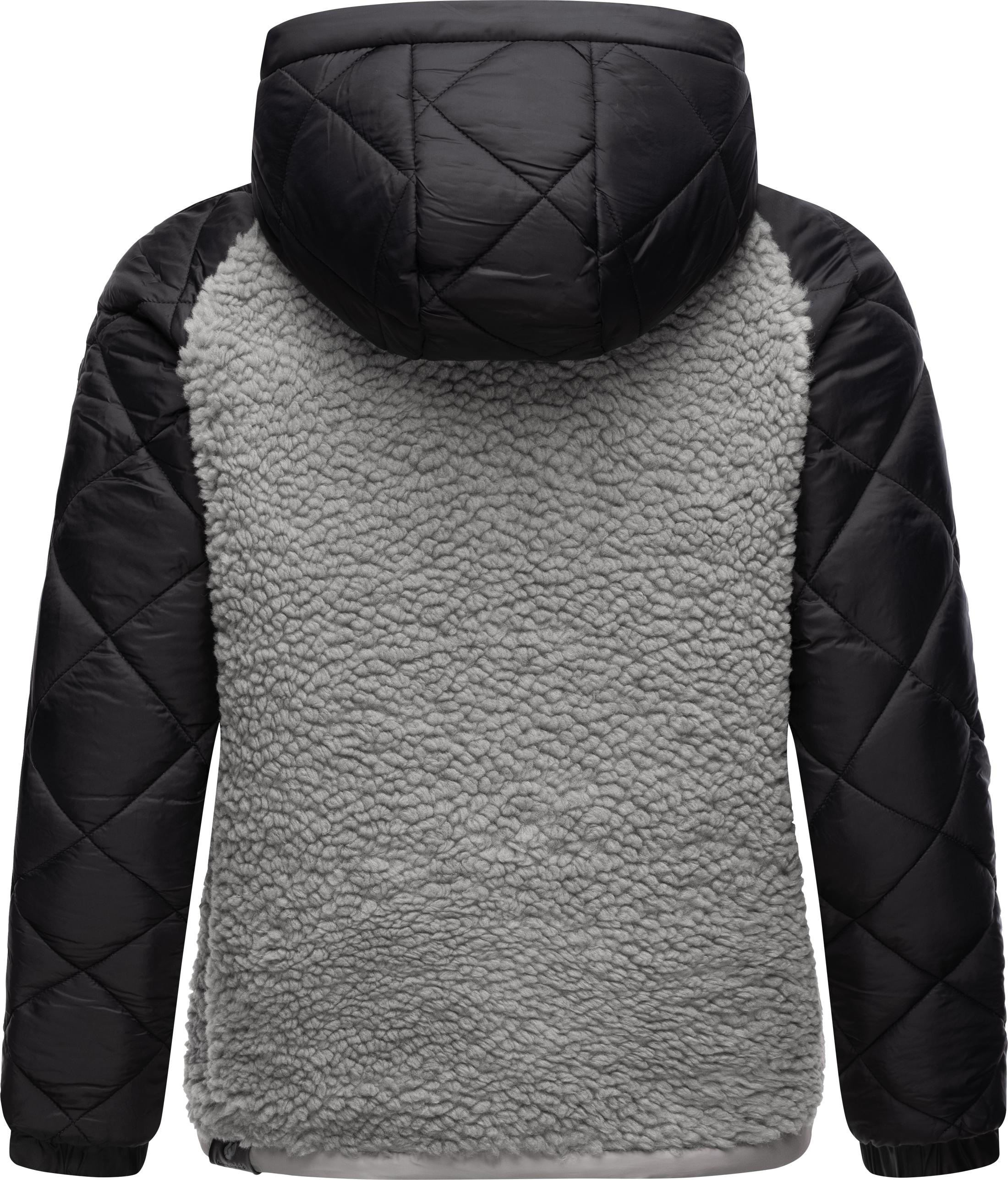 Ragwear Outdoorjacke »Leeloo«, mit Kapuze, Damen Übergangsjacke aus Teddyfleece mit gesteppten Ärmeln