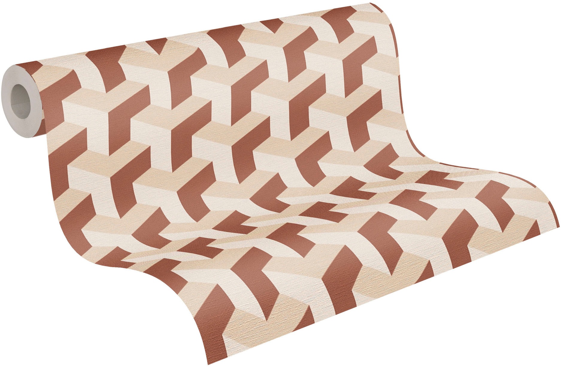 living walls Vliestapete »3D-Tapete Würfelmuster - Geometrische Vliestapete« leicht glänzend strukturiert