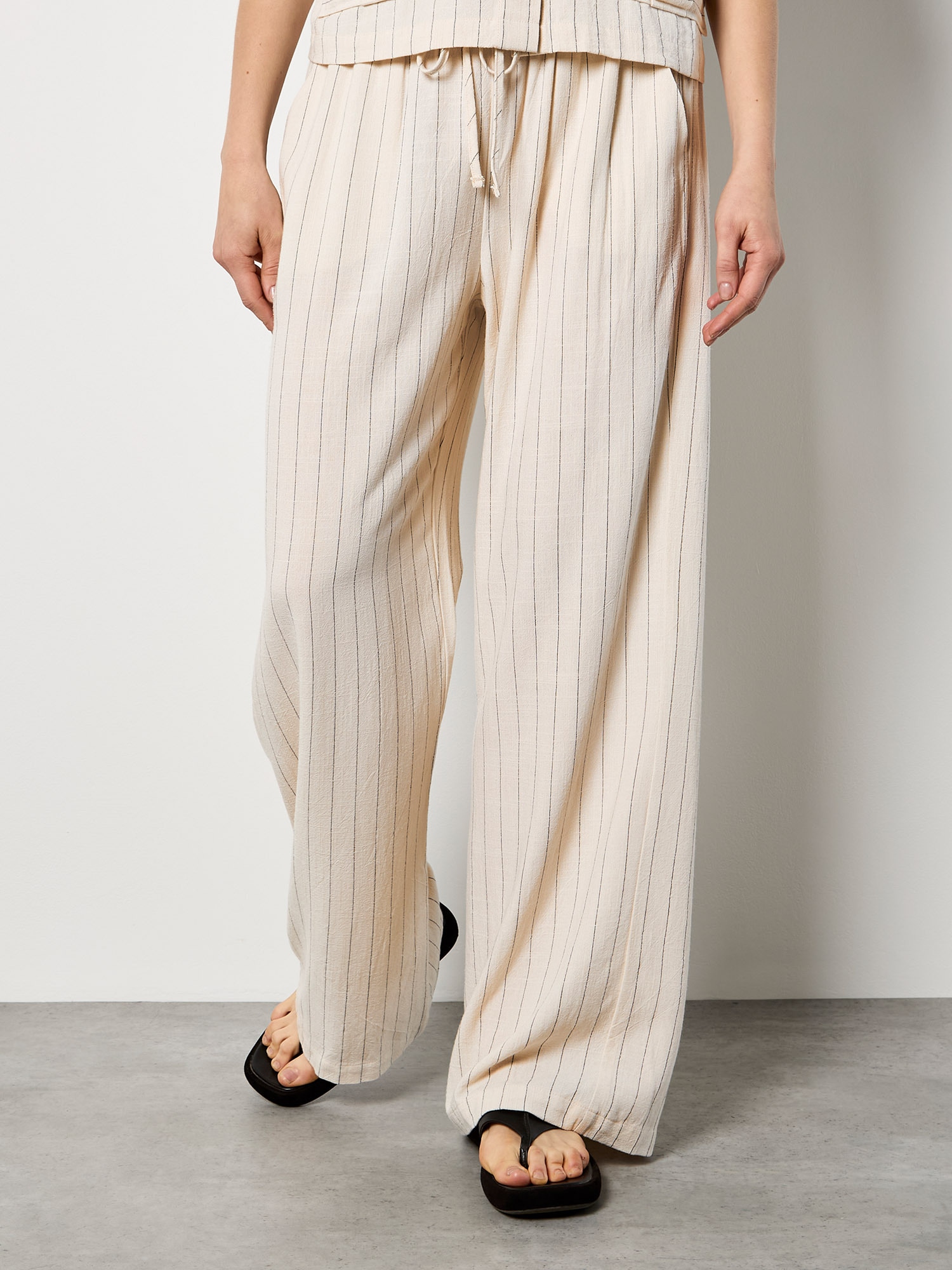 Apricot Palazzohose "Breite Hose aus Leinenmischung" mit Nadelstreifen