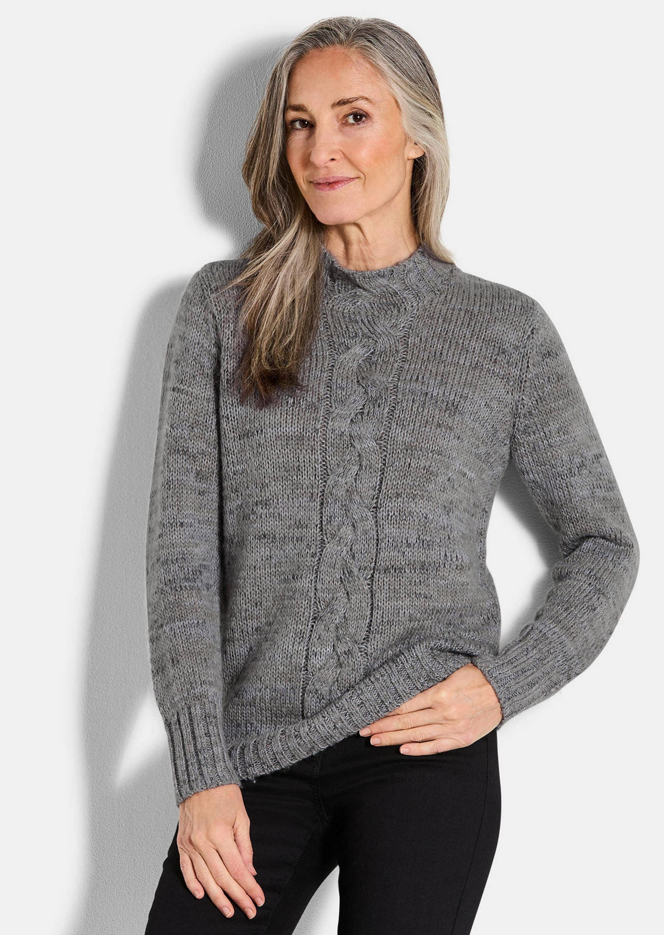 Thumbnail - GOLDNER Rundhalspullover "Kurzgröße Hüftlanger Langarmpullover, Zopfstrick" keine/nicht relevant