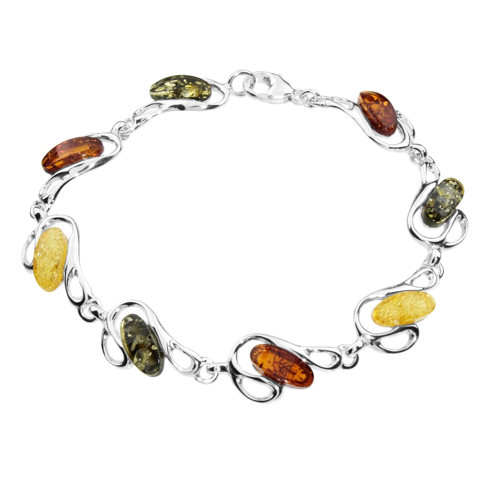 Armband OSTSEE-SCHMUCK "- Ortrun - Silber 925/000 - Bernstein" Gr. 18, silber (silber 925, silberfarben, weiß), Armbänder, Damen, Silber 925 (Sterlingsilber), Armband