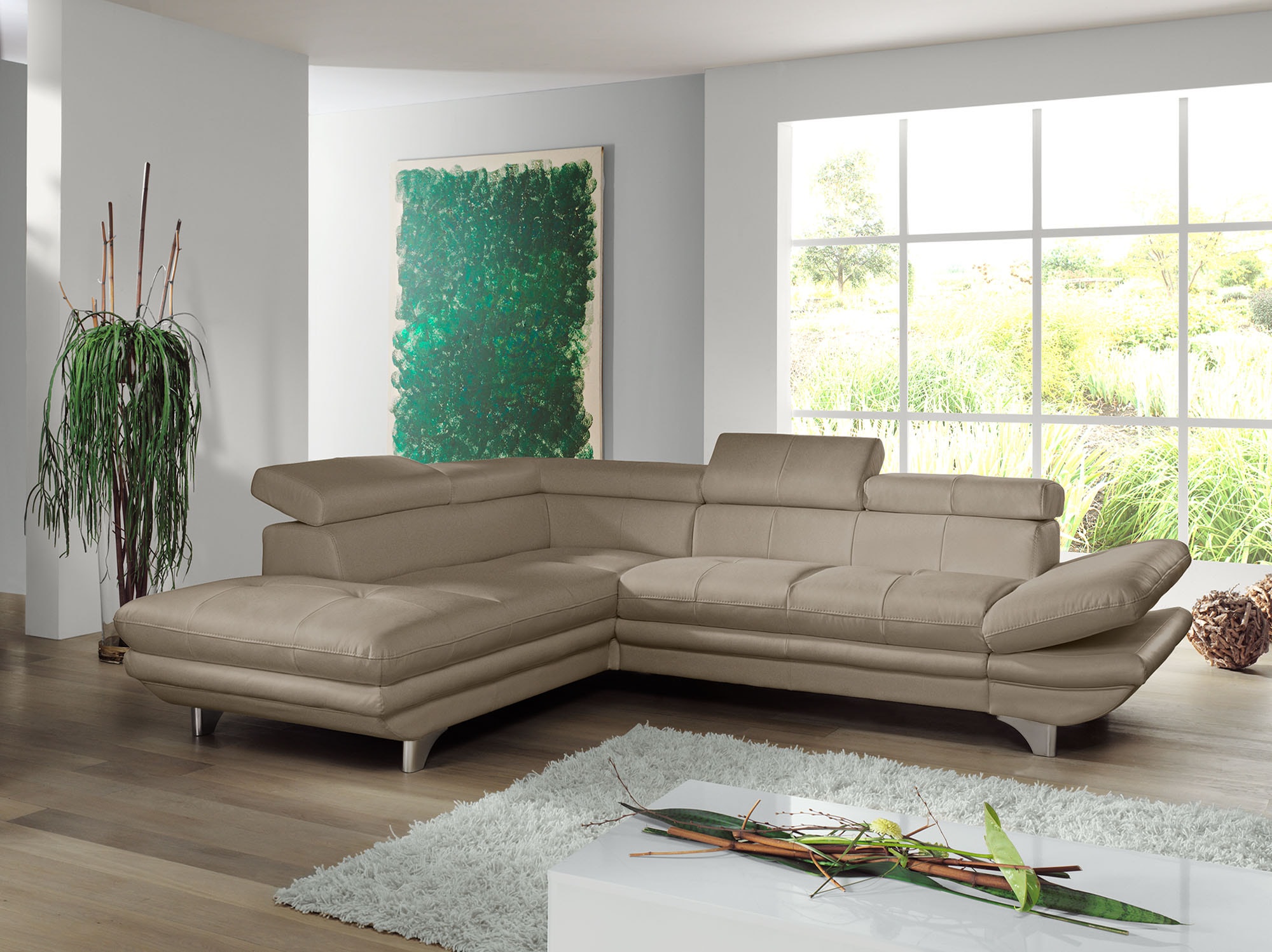 COTTA Ecksofa "Enterprise L-Form, B: 277 cm x L: 238 cm, bequeme Wellenunterfederung" Arm- & Kopfteilverstellung, optional Schlaffunktion