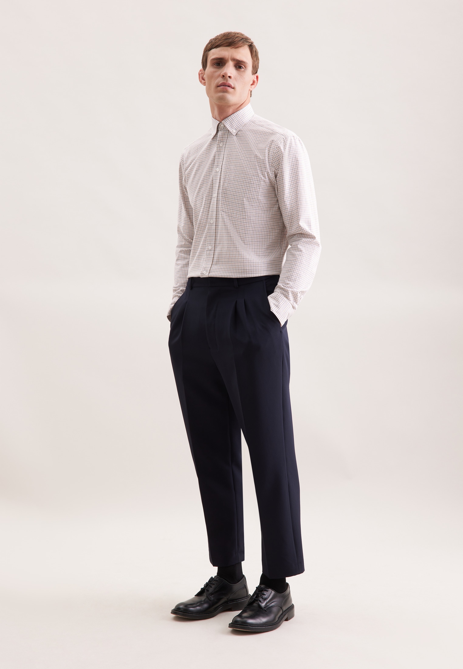 seidensticker Flanellhemd »Schwarze Rose«, Regular 1/1 Button-Down-Kragen Karo