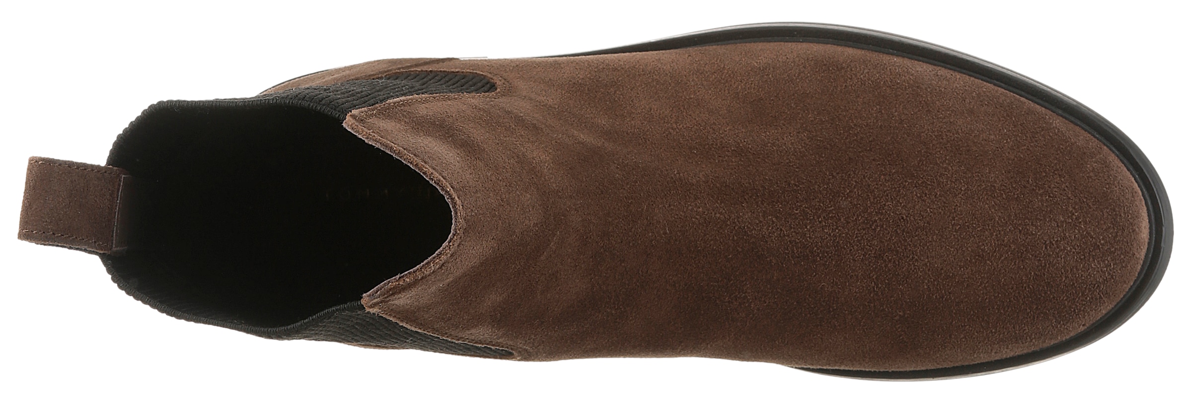 Tommy Hilfiger Chelseaboots »FLAG SUEDE CHELSEA BOOT«, Stiefelette, Businessschuh mit Hardcover-Flagge an der Ferse