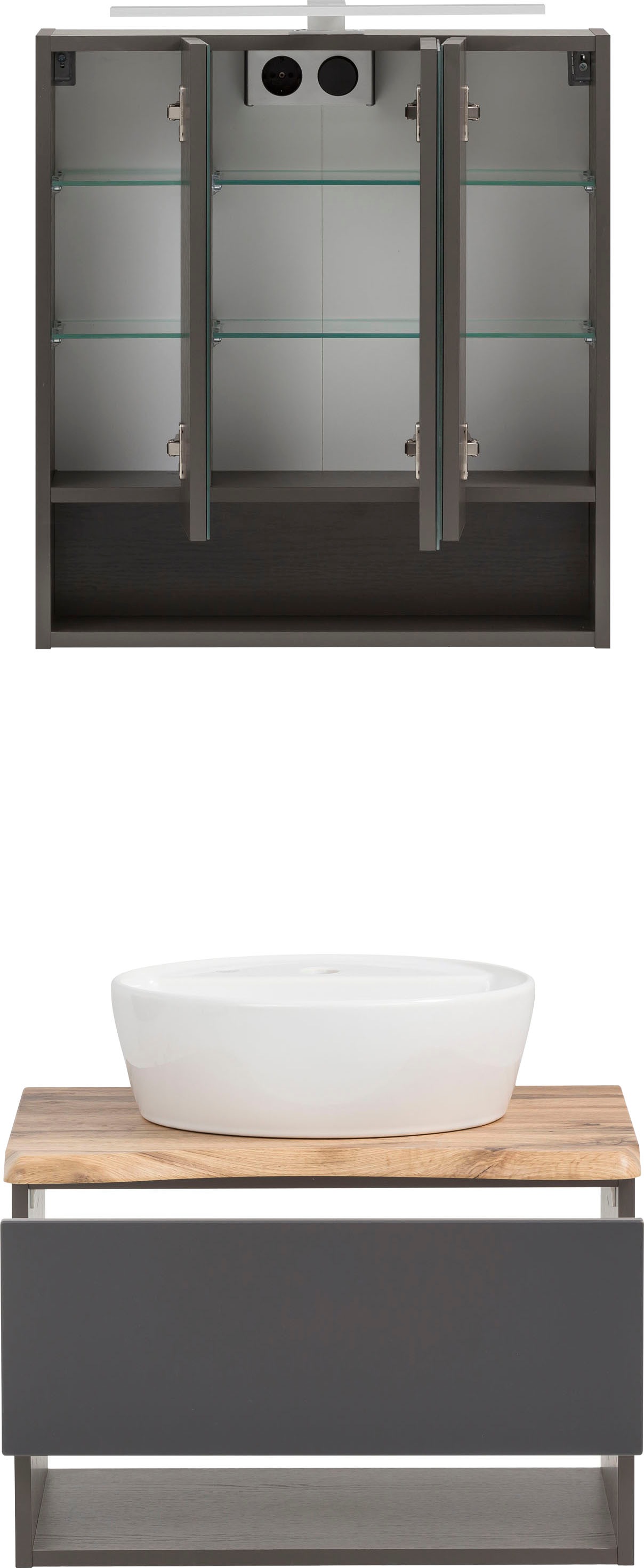 Thumbnail - welltime Badmöbel-Set "Stubach" Spiegelschrank und Waschtisch, 2 Stk. tlg.