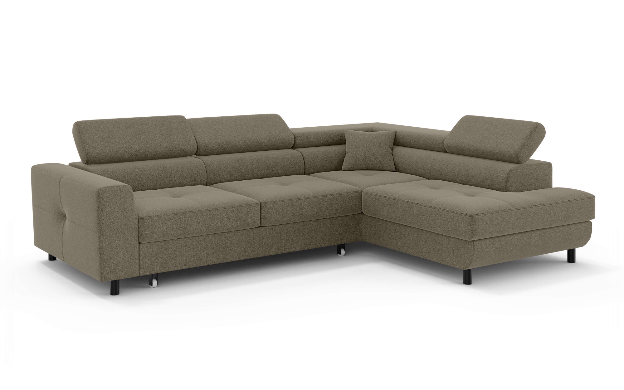 OTTO home Ecksofa »AADEN Schlafsofa mit verstellbaren Kopfstützen, B/T/H: 254/199/90 cm«, mit Bettfunktion und Bettkasten, Ottomane rechts/links bestellbar
