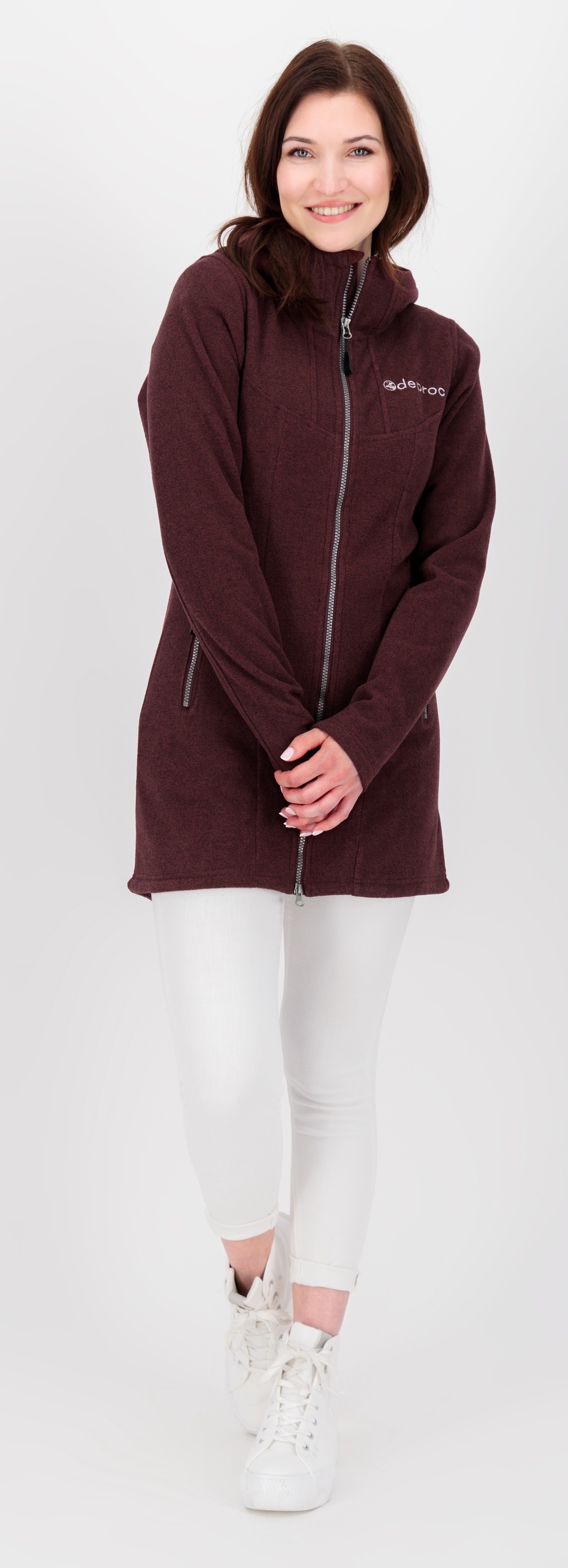 Fleecejacke DEPROC ACTIVE "GLORY APRIL", Damen, Gr. 44L, lila (berry), 100% Polyester, figurbetont, gerader Abschluss, Jacken Fleecejacke, mit 2-Wege-Reißverschluss 3