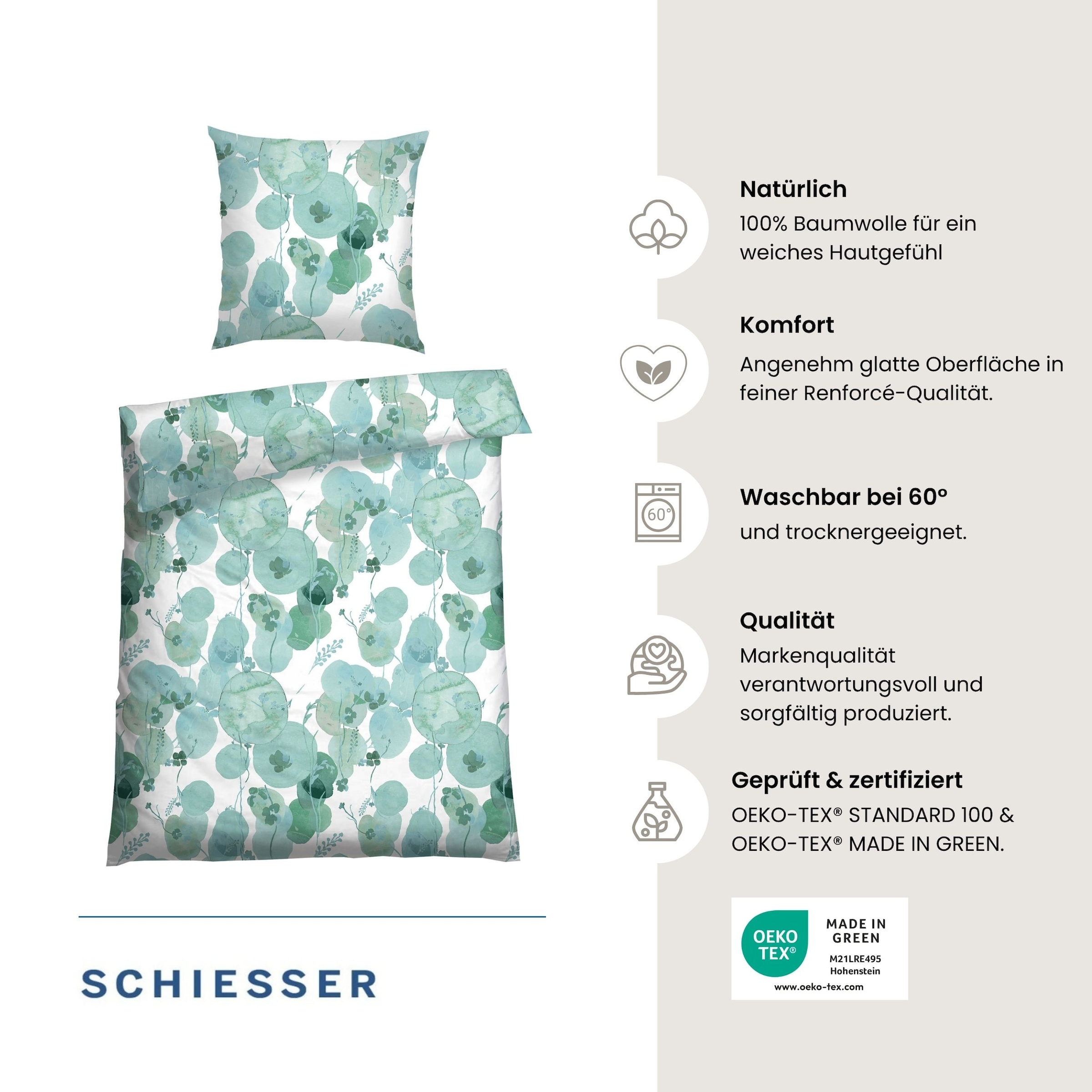 Schiesser Bettwäsche »Mia aus weicher Baumwolle mit floralem Muster« 2 OEKO-TEX® MADE IN GREEN