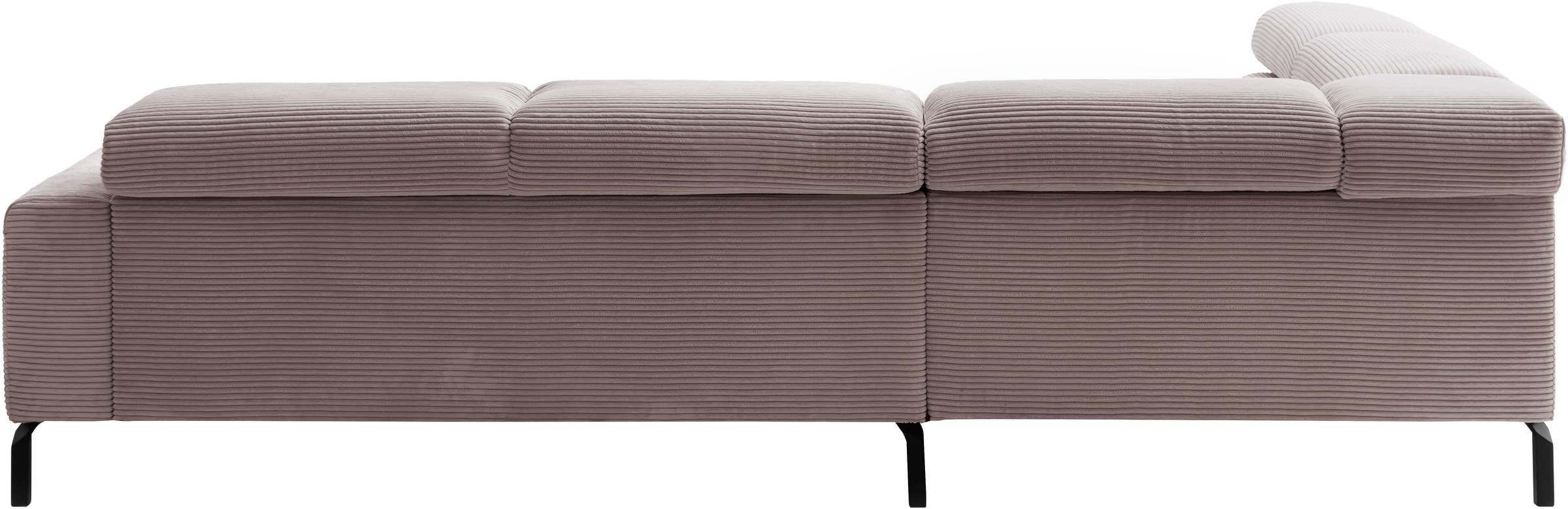 Places of Style Ecksofa »Antonelli, L-Form, inkl. Kopfteilverstellung, Breite 276 cm«, ohne Sitztiefenverstellung, in Cord, rosé