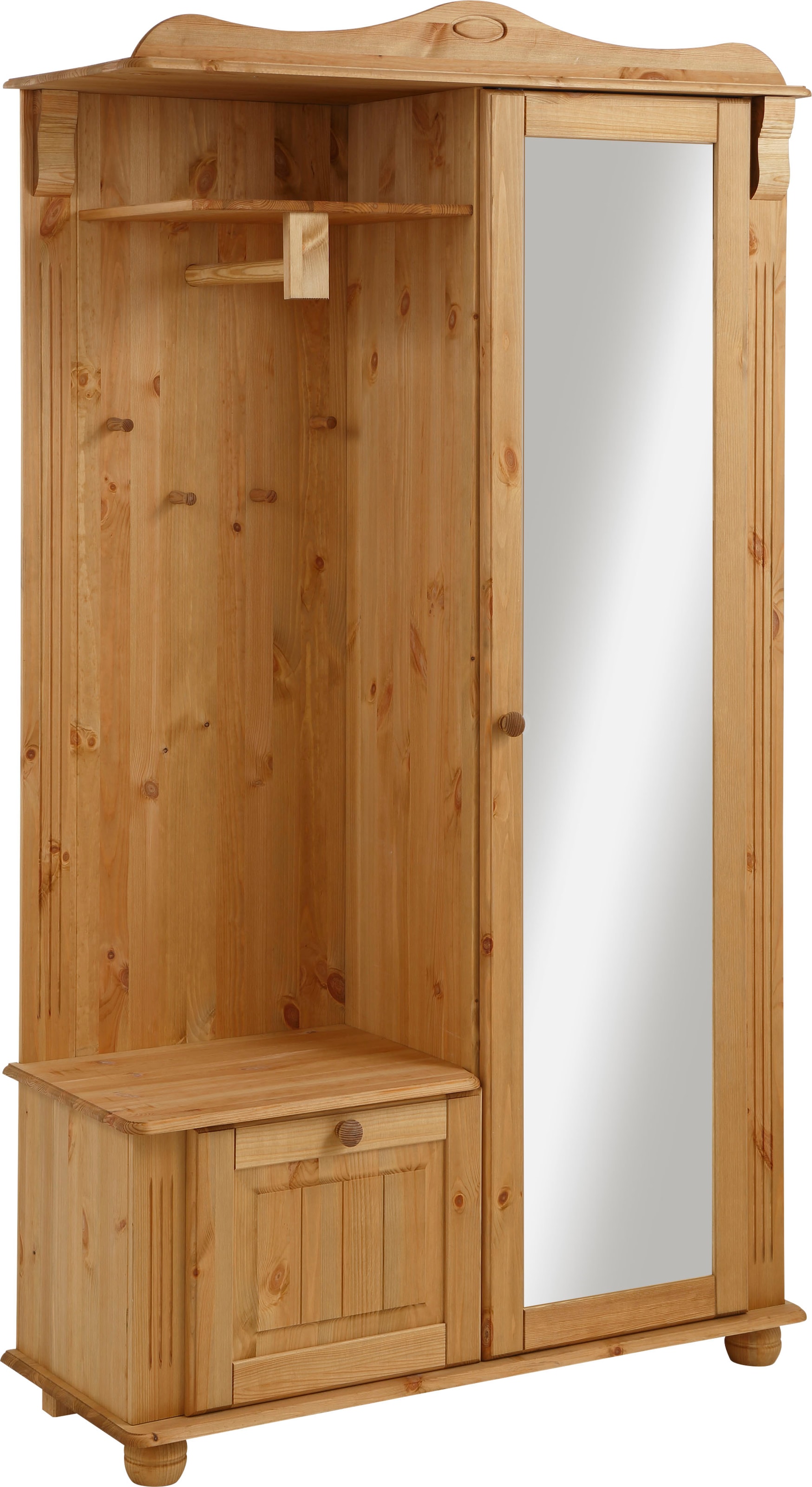 Home affaire Kompaktgarderobe »Adele«, Breite 108 cm, mit Spiegeltür, aus massiver Kiefer, FSC®