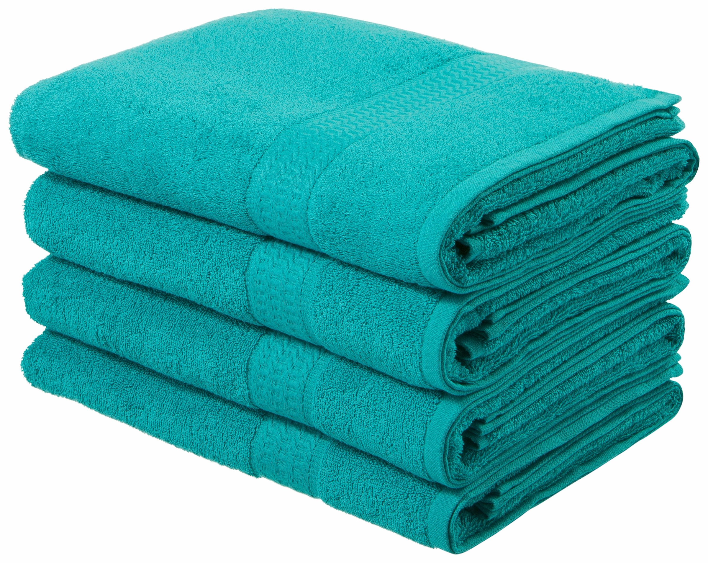 OTTO home Duschtücher "Juna, als Set und Serie erhältlich, 4 Duschtücher, 70x140cm" Handtuch Set, 100% Baumwolle, mit Bordüre, Uni-Farben, weich