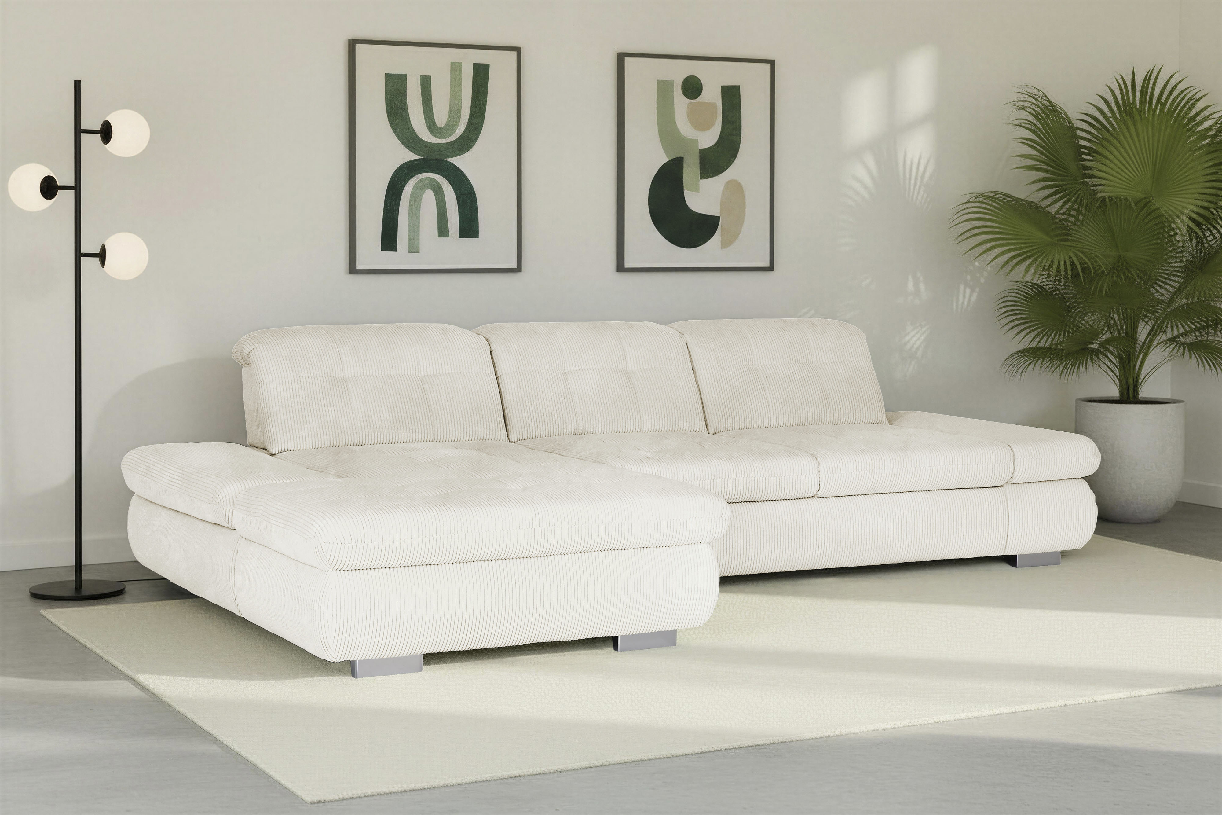 Die PlanBar Ecksofa "MP-IN17004 L-Form, Breite 331 cm, Federkern-Polsterung" inkl. Sitztiefenverstellung, wahlweise weitere Funktionen
