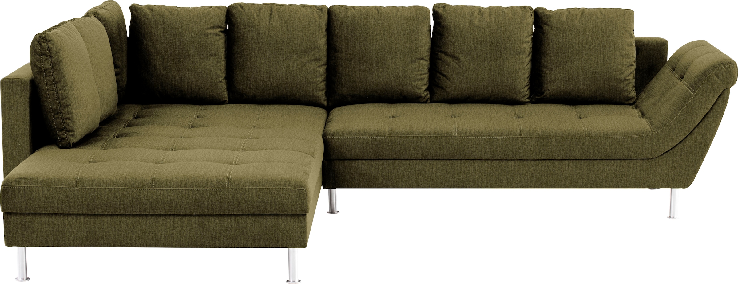 exxpo - sofa fashion Ecksofa »Laconi, extravagantes Designsofa mit tollem Sitzkomfort, L-Form«, in hochwertiger Detailverarbeitung, bequeme Armlehne, hoher Fuß