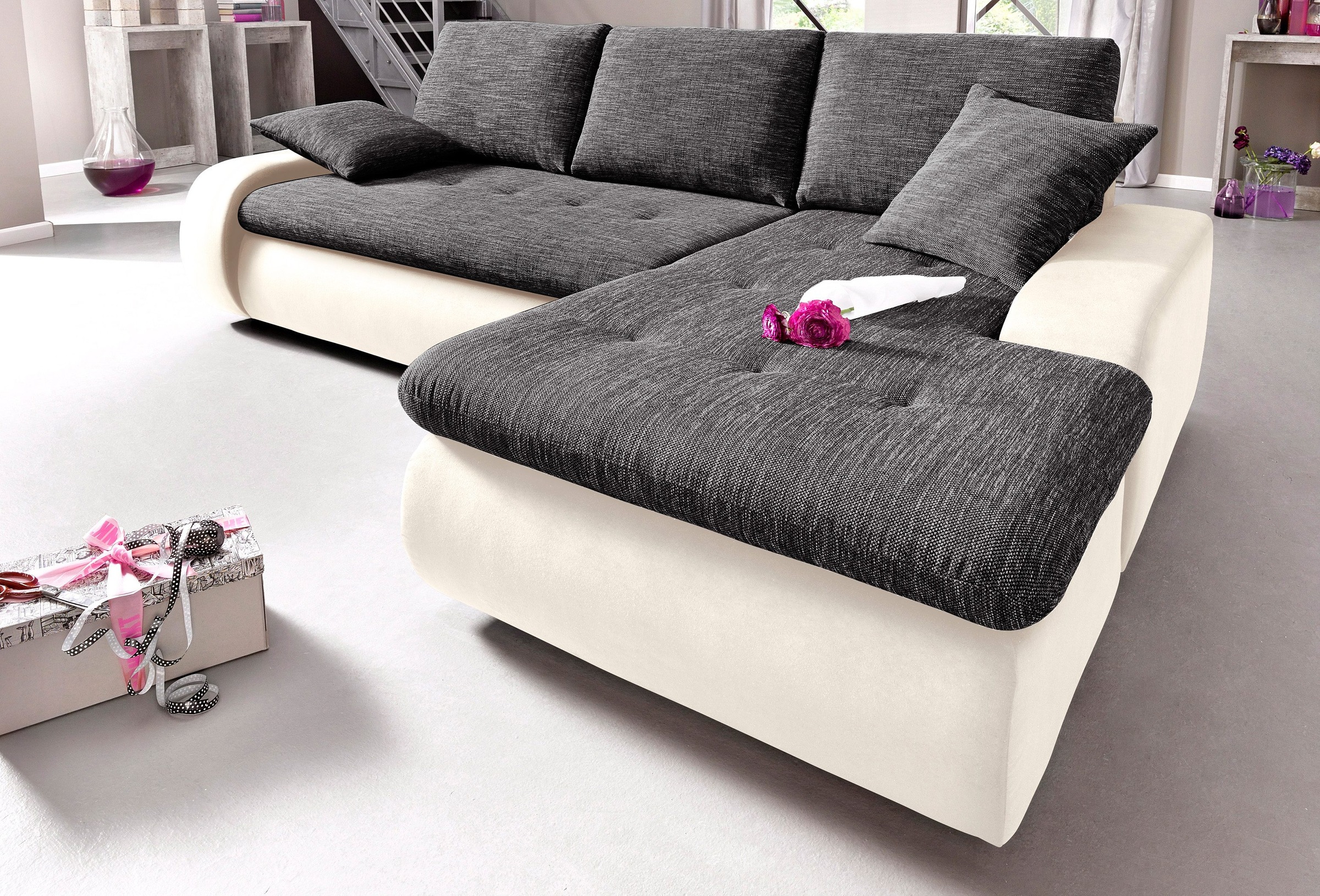 TRENDMANUFAKTUR Ecksofa »Indie, modern und bequem, Materialmix, OTTOs Choice, L-Form«, wahlweise XL oder XXL