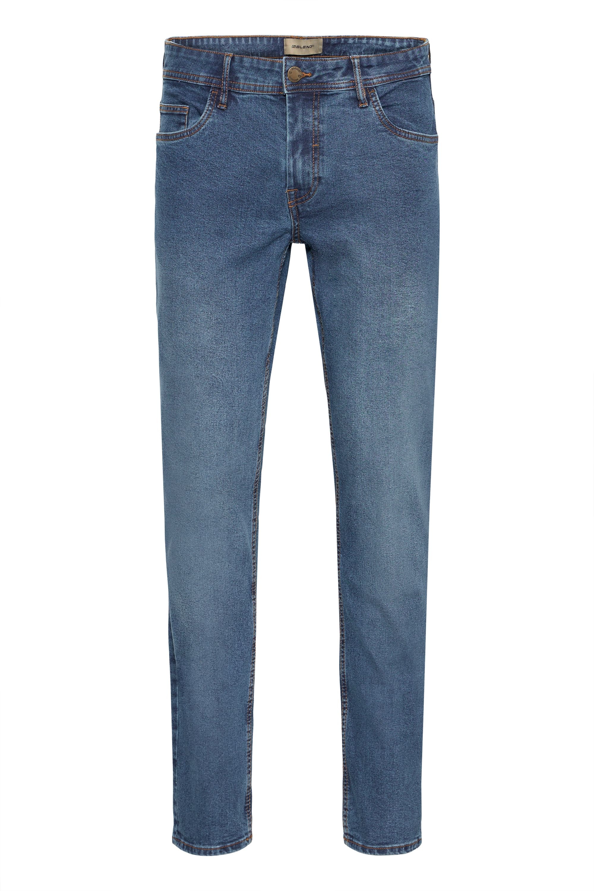 Slim-fit-Jeans BLEND "BHZilan", Herren, Gr. 32, Länge 34, denim middle blau, Denim/Jeans, 68% Baumwolle, 27% Polyester, 3% Viskose, 2% Elasthan, unifarben, schmal lang, Jeans Slim-fit-Jeans, Klassische Jeans im 5-Pocket-Stil