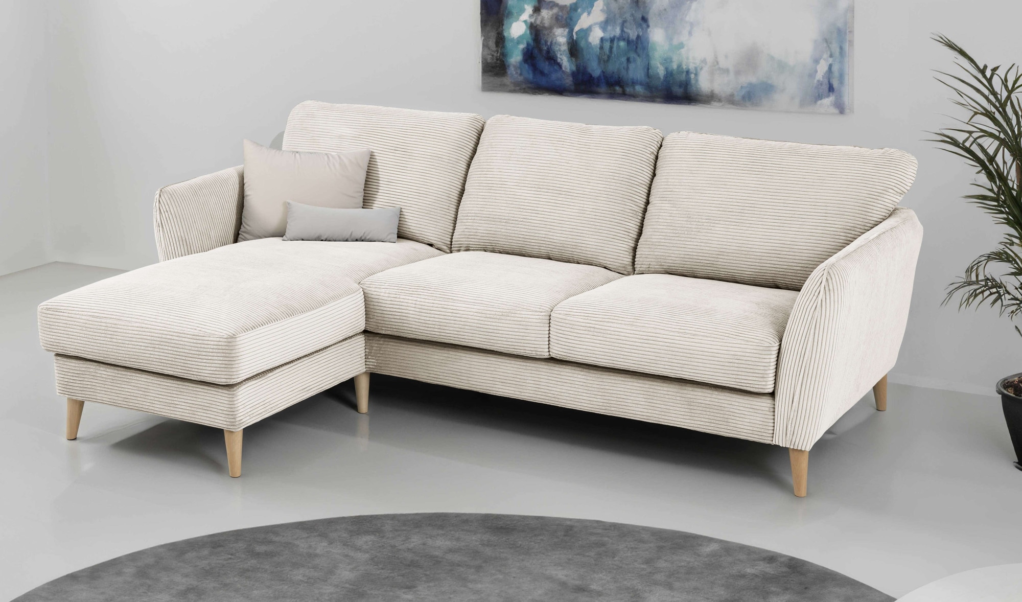 OTTO home Ecksofa "MARSEILLE (242/152cm),L-Form, Rec. rechts/links" Massivholzbeine aus Eiche, in verschieden Bezügen und Farbvarianten