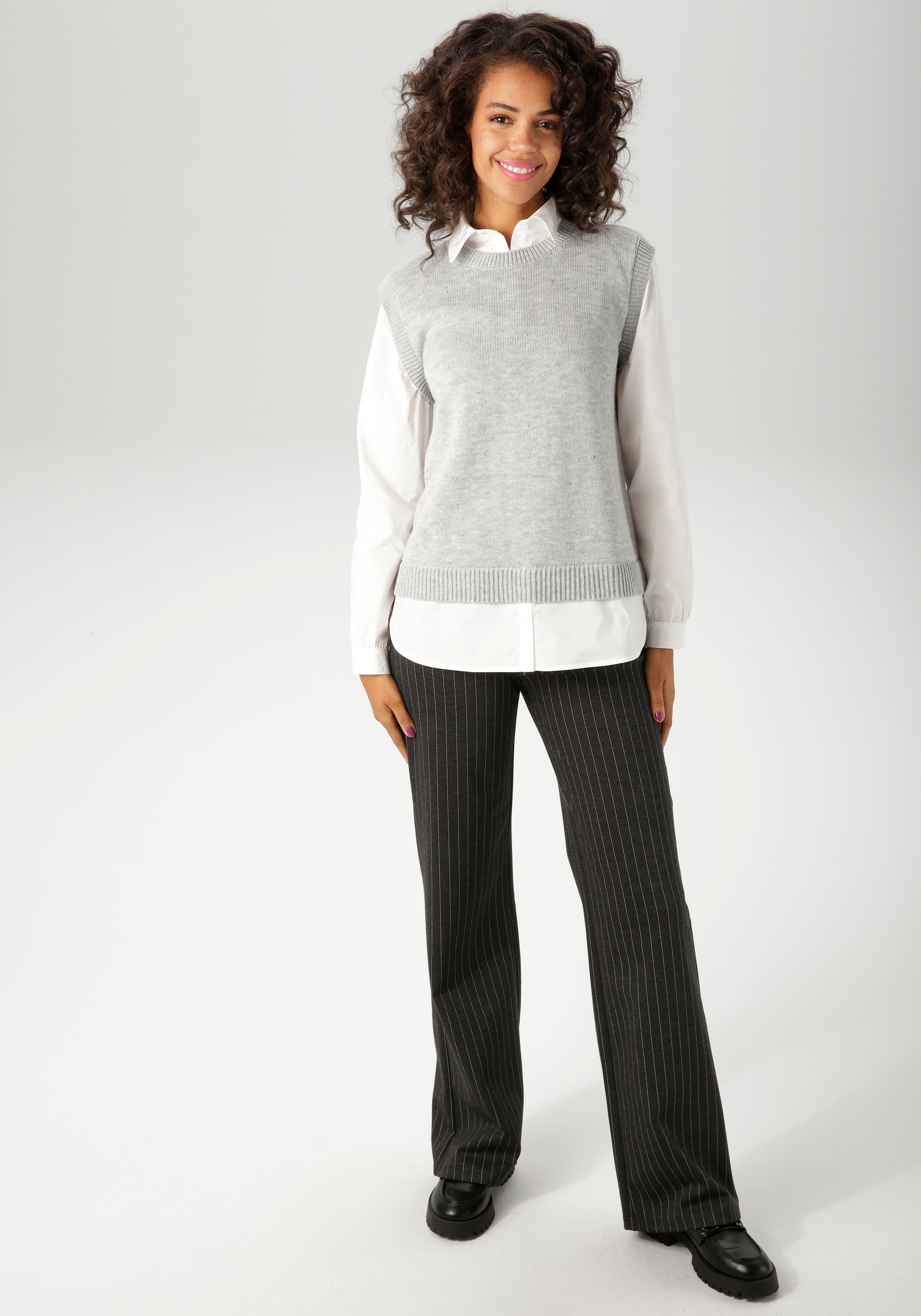 Aniston CASUAL Strickpullover, mit Bluseneinsatz - NEUE KOLLEKTION