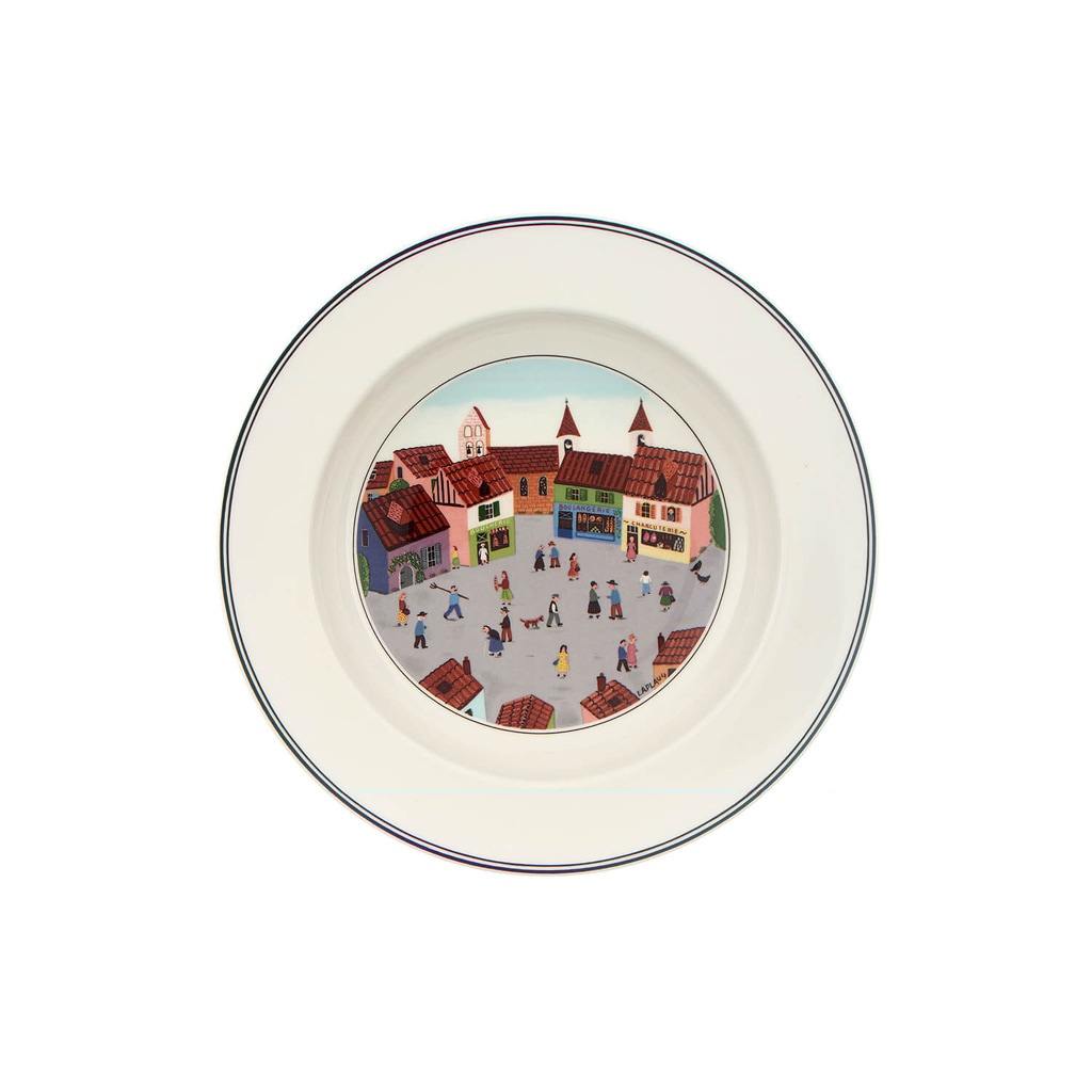 VILLEROY & BOCH Suppenteller "Suppenteller Dorf Design Naif ø 21 cm bunt", bunt, Speiseteller