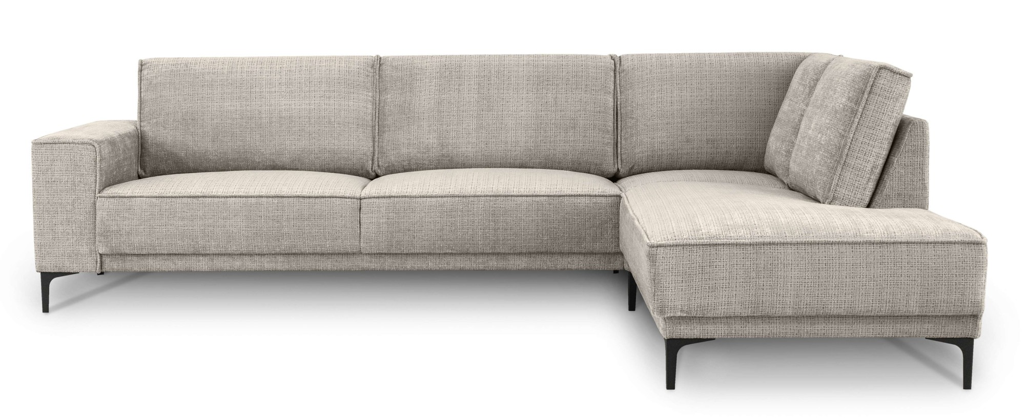 Places of Style Ecksofa »Polsterecke Oland, Struktur, Flachgewebe, Luxus-Microfaser, Boucle«, L-Form, 289 cm, Wellenunterfederung, Skandi-Design, Metallfüße