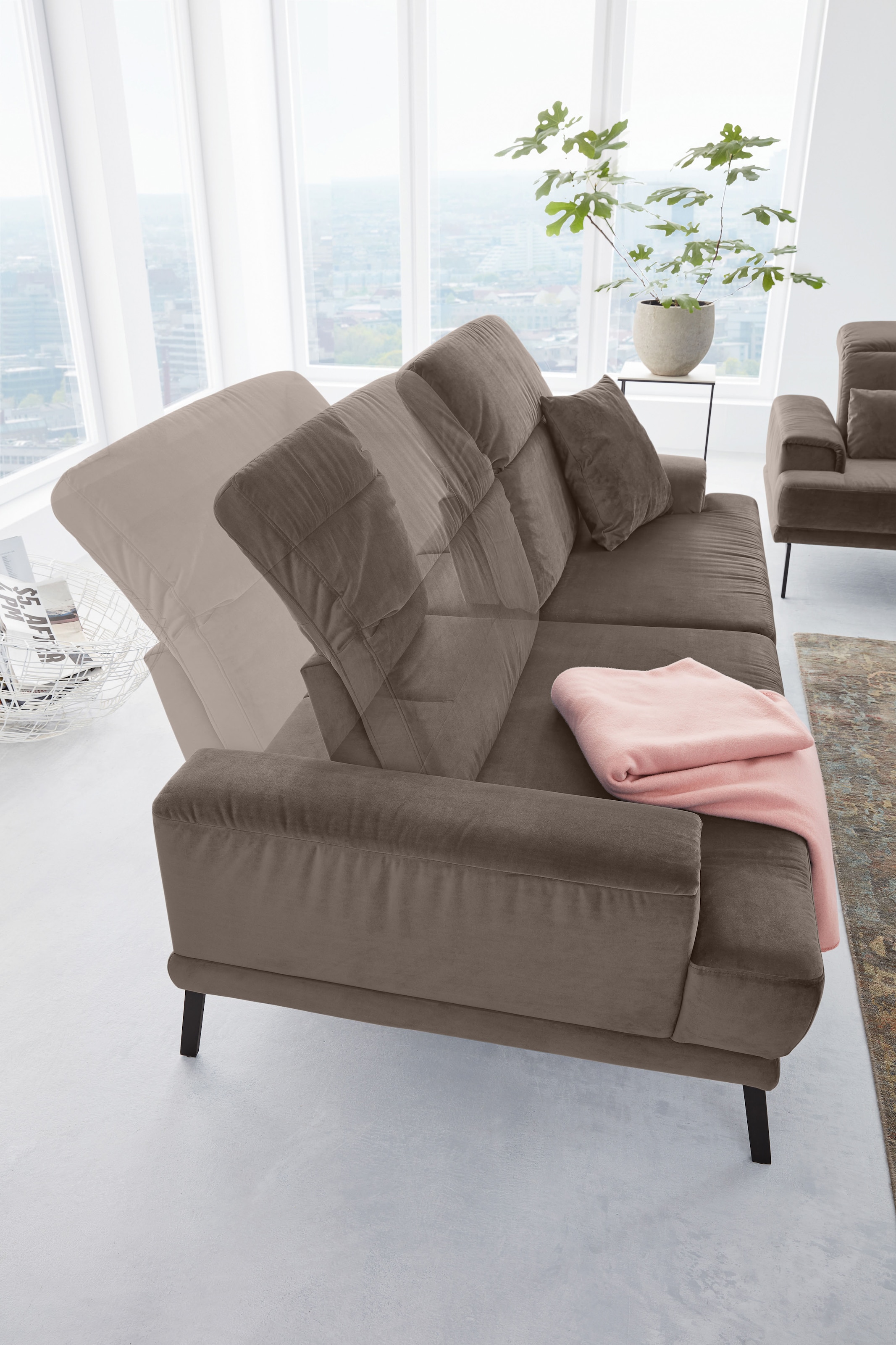 Musterring 2-Sitzer »MR 4580«, inkl. Kopf- und Sitztiefenverstellung, Fuß schwarz, B198 x T103 cm