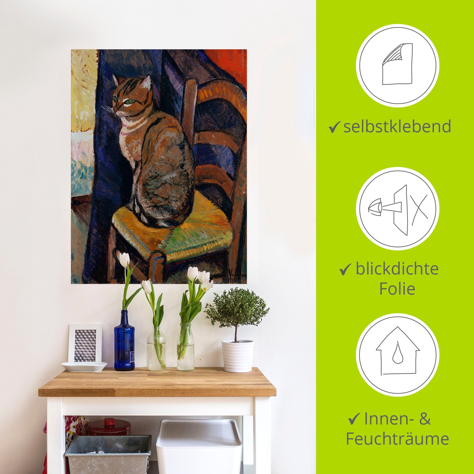 Artland Wandbild »Skizze Stuhl sitzende Katze.«, Haustiere, (1 St.), als Leinwandbild, Poster, Wandaufkleber in verschied. Größen