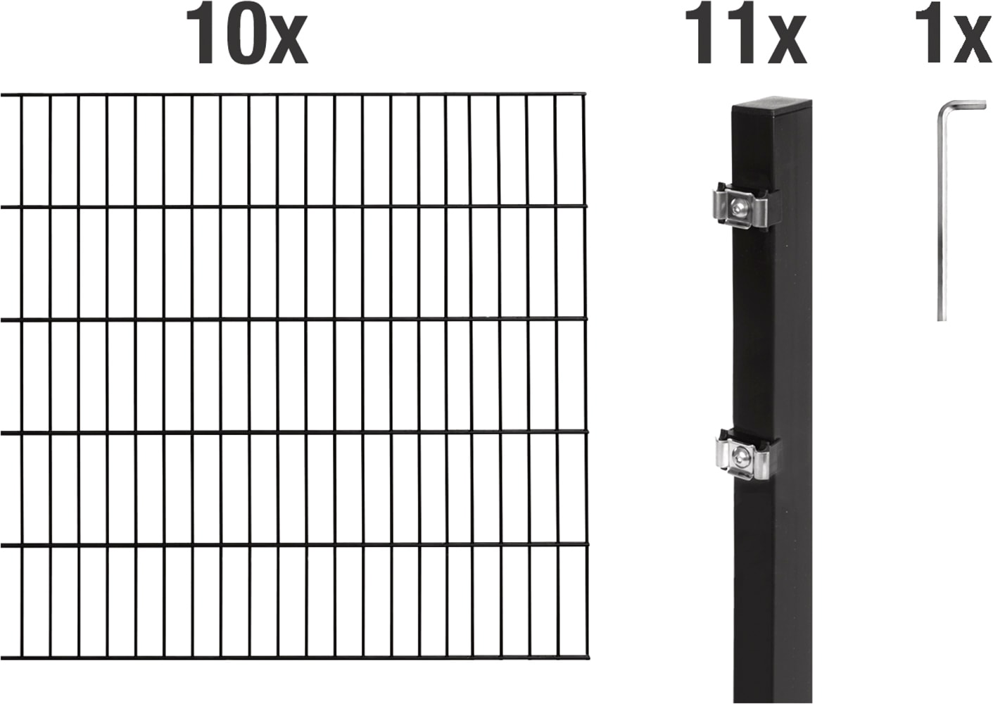 Alberts Doppelstabmattenzaun "Grundset" Höhe: 80-200 cm, Gesamtlänge: 4-30 m, zum Einbetonieren