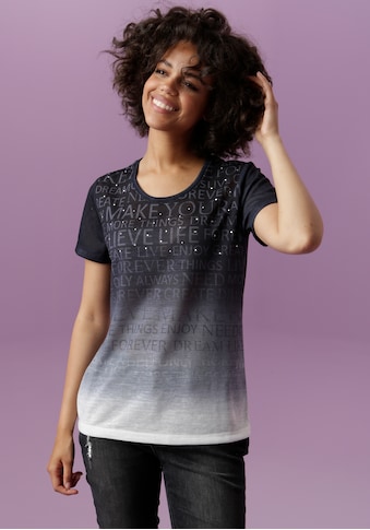 Aniston CASUAL T-Shirt, im Farbverlauf mit Schriftzügen und Glitzersteinchen im... kaufen
