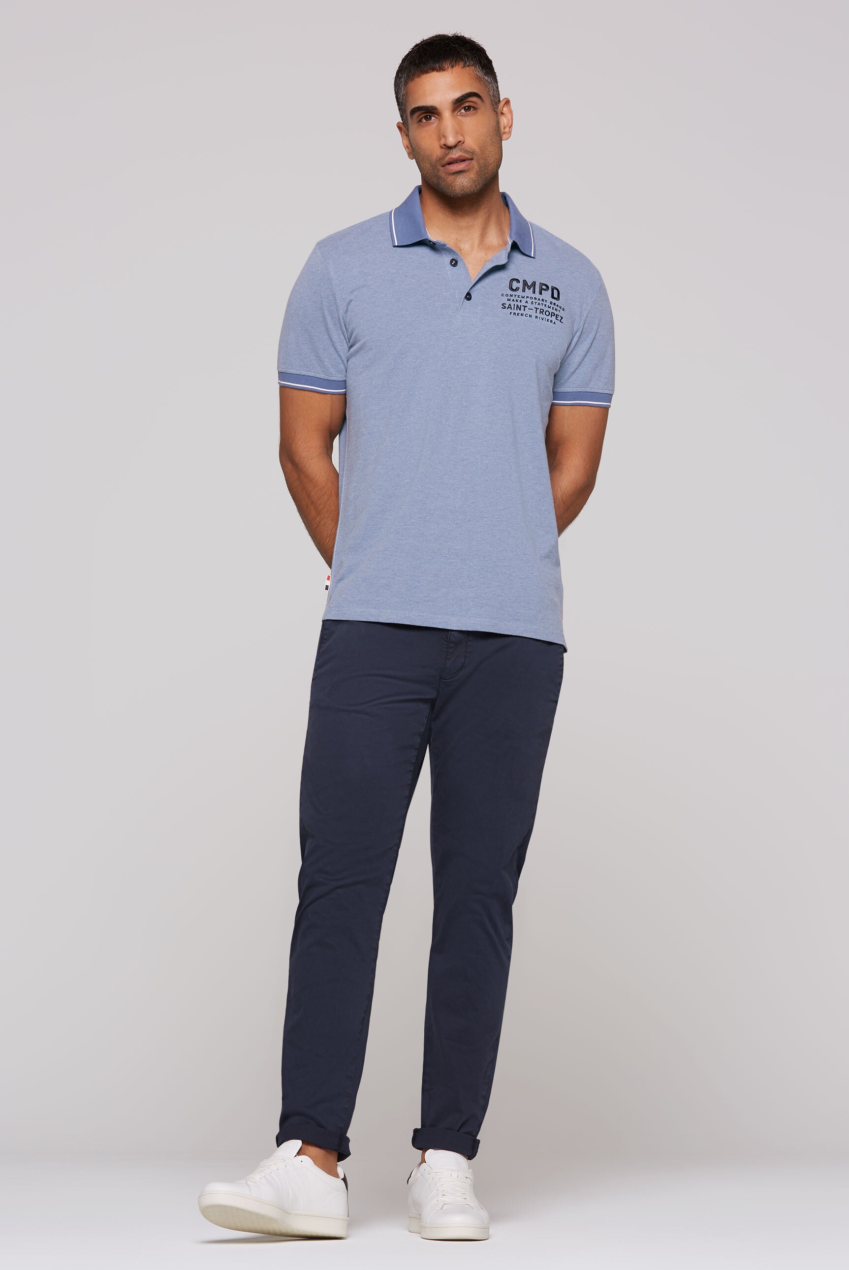 CMPD Poloshirt, mit Seitenschlitze und längerer Rückenpartie
