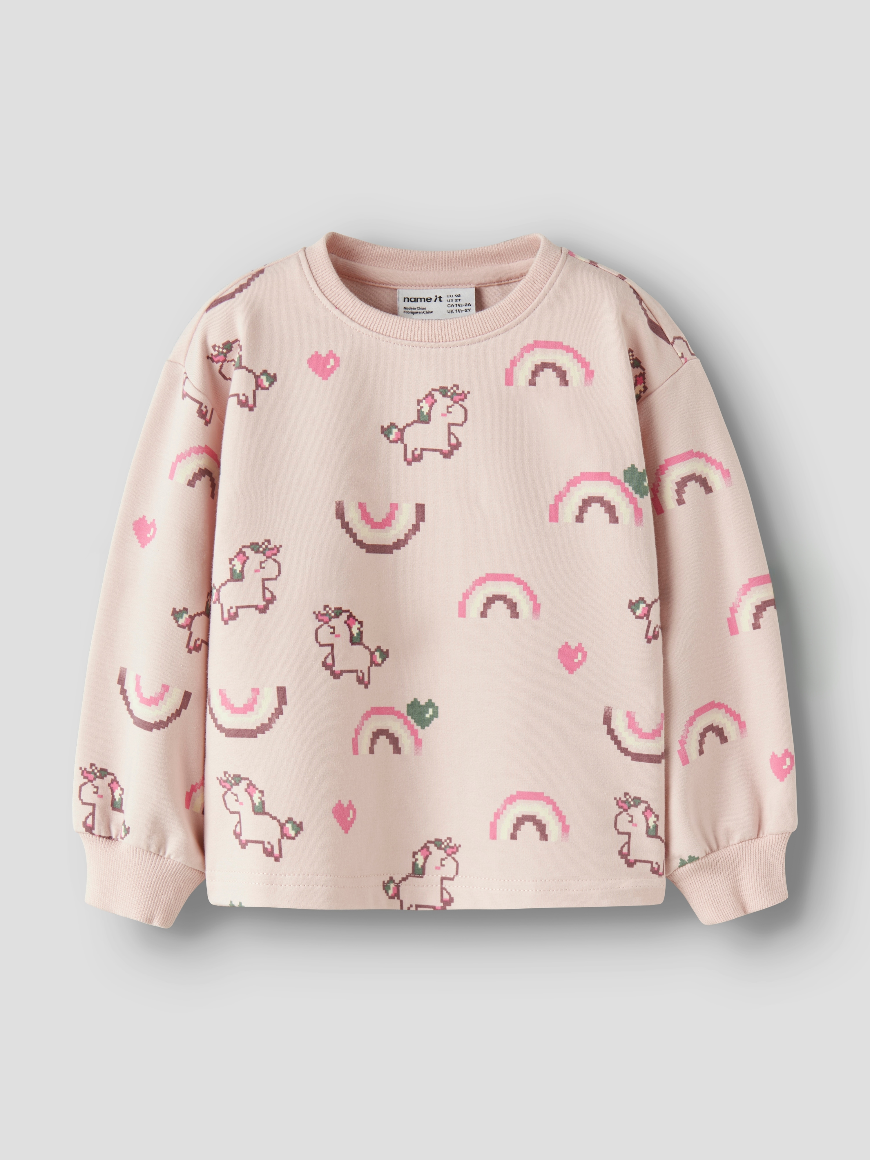 Name It Sweatshirt "NMFLILITH LS RLX SWEAT UNB BOX", Baumwollmischung, Allover Druck