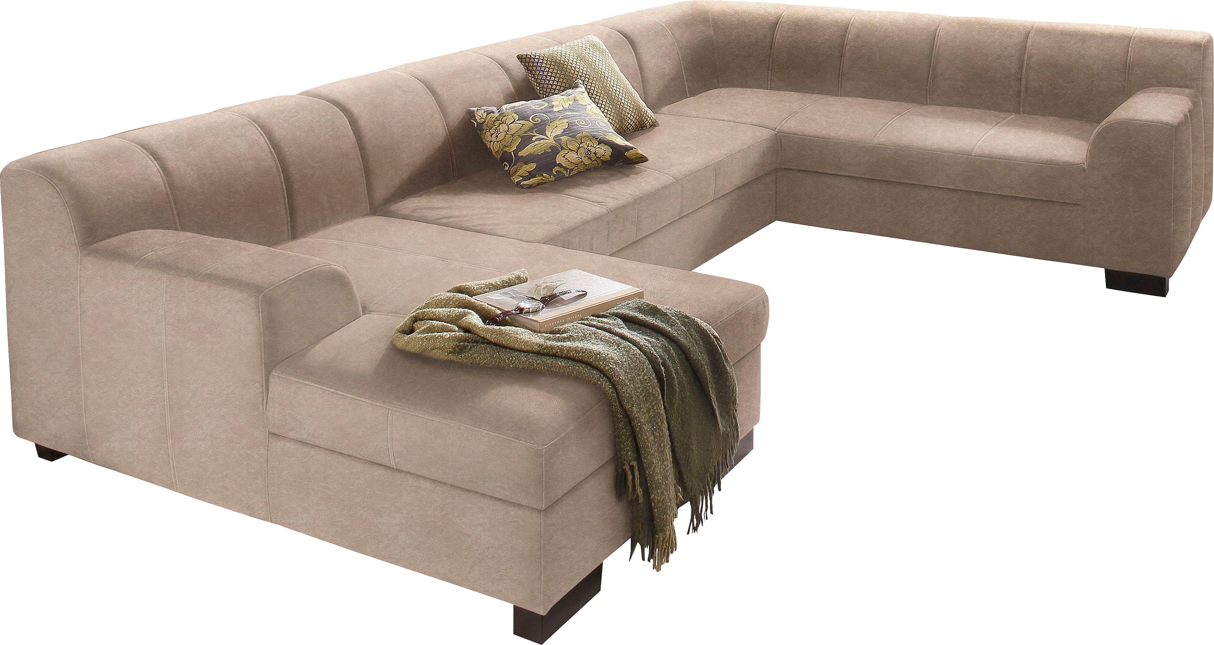 Home affaire Wohnlandschaft »Falk klare Linien, zeitlos und komfortabel, U-Form« mit Federkern und wahlweise mit Bettfunktion