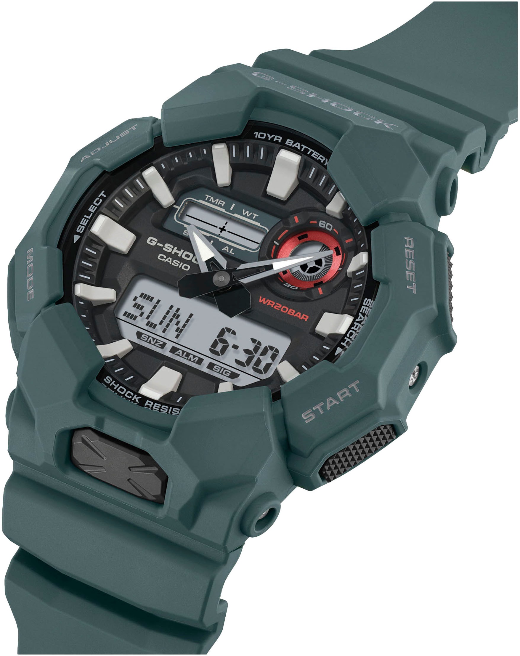 CASIO G-SHOCK Chronograph, Quarzuhr, Armbanduhr,Herrenuhr, digital,Resinband, bis 20 bar wasserd.