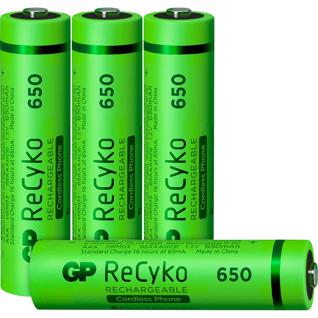 GP Batteries Batterie »4er Pack AAA NiMH 650 mAh ReCyko 1,2V«, 1,2 V, (Set, 4 St.)