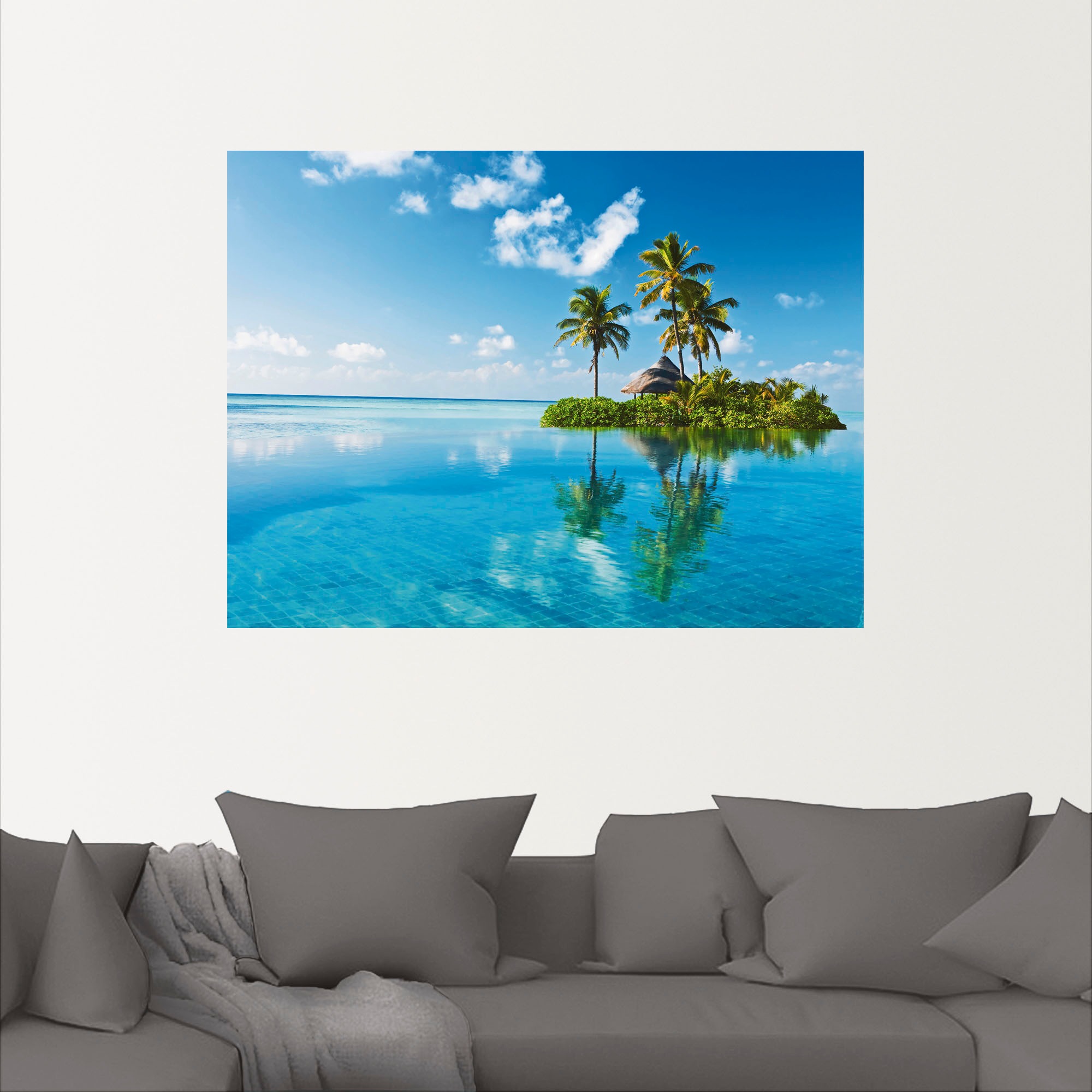 Artland Wandbild "Tropisches Paradies - Insel Palmen Meer", Amerika, (1 St. günstig online kaufen