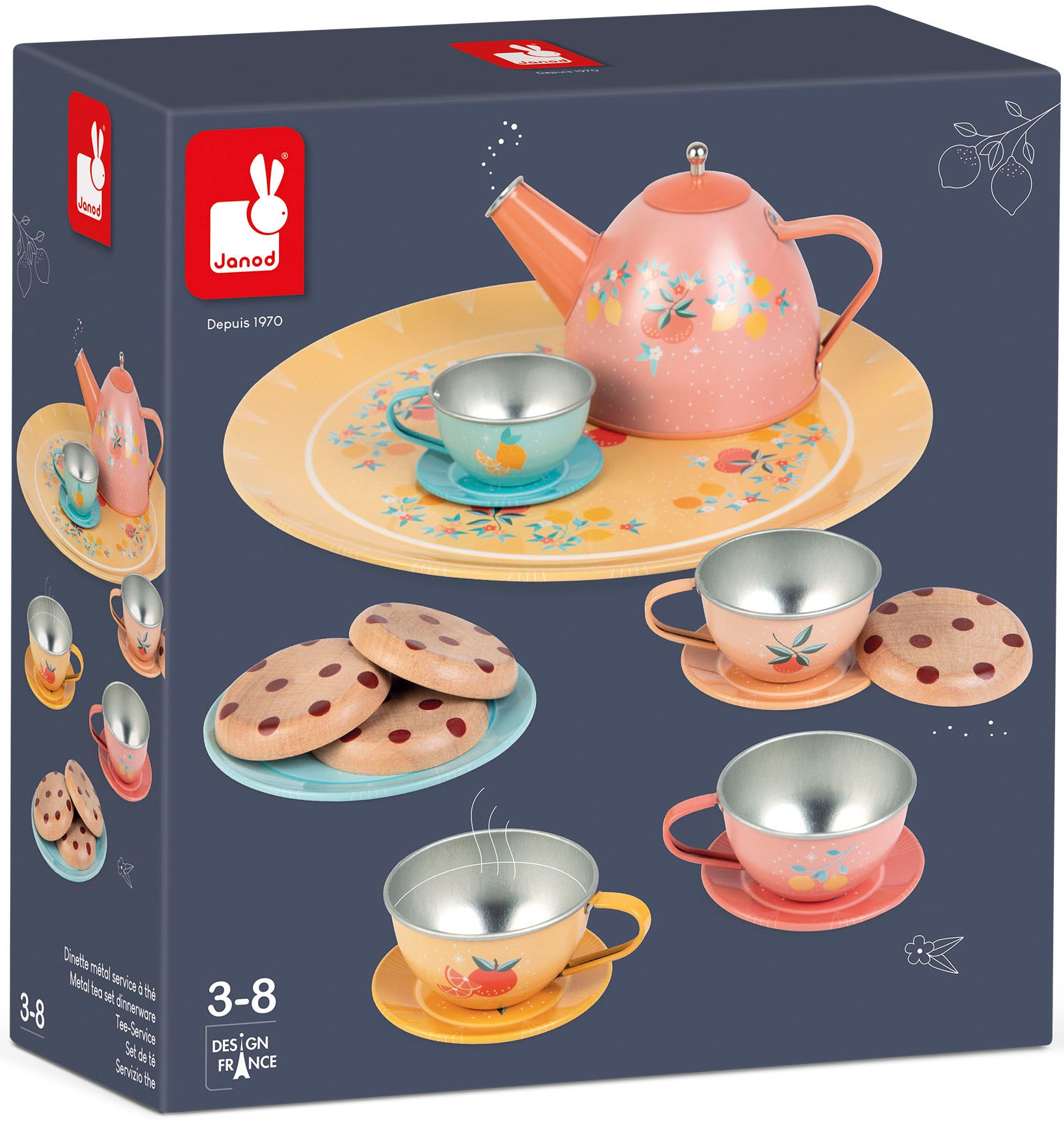 Janod Spielgeschirr »Teeservice«, (15 tlg.), aus Metall und Holz
