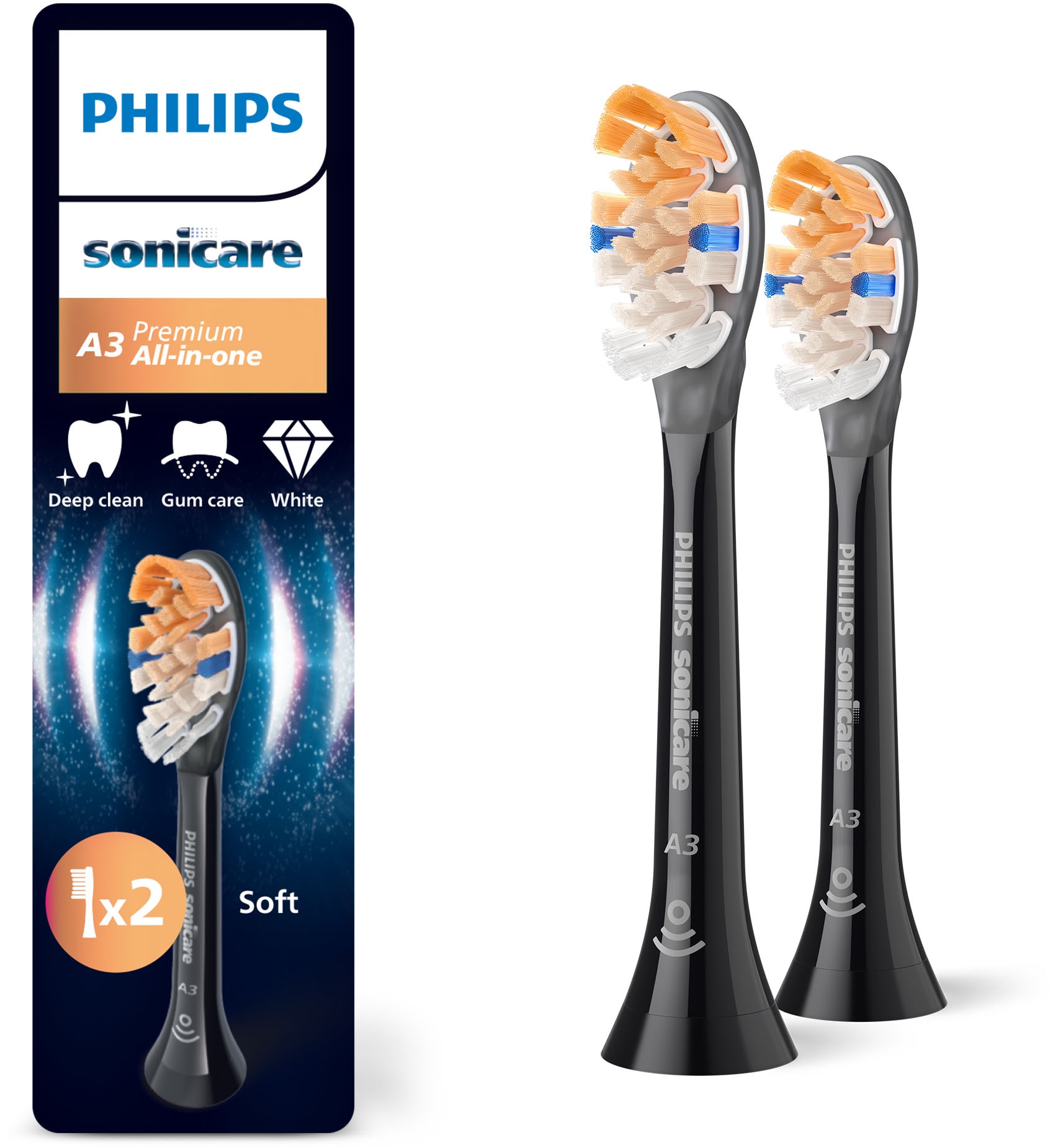 Philips Sonicare Aufsteckbürsten »A3 Premium All-in-One«, für eine gründliche Gesamtreinigung, für jedes Sonicare Handstück