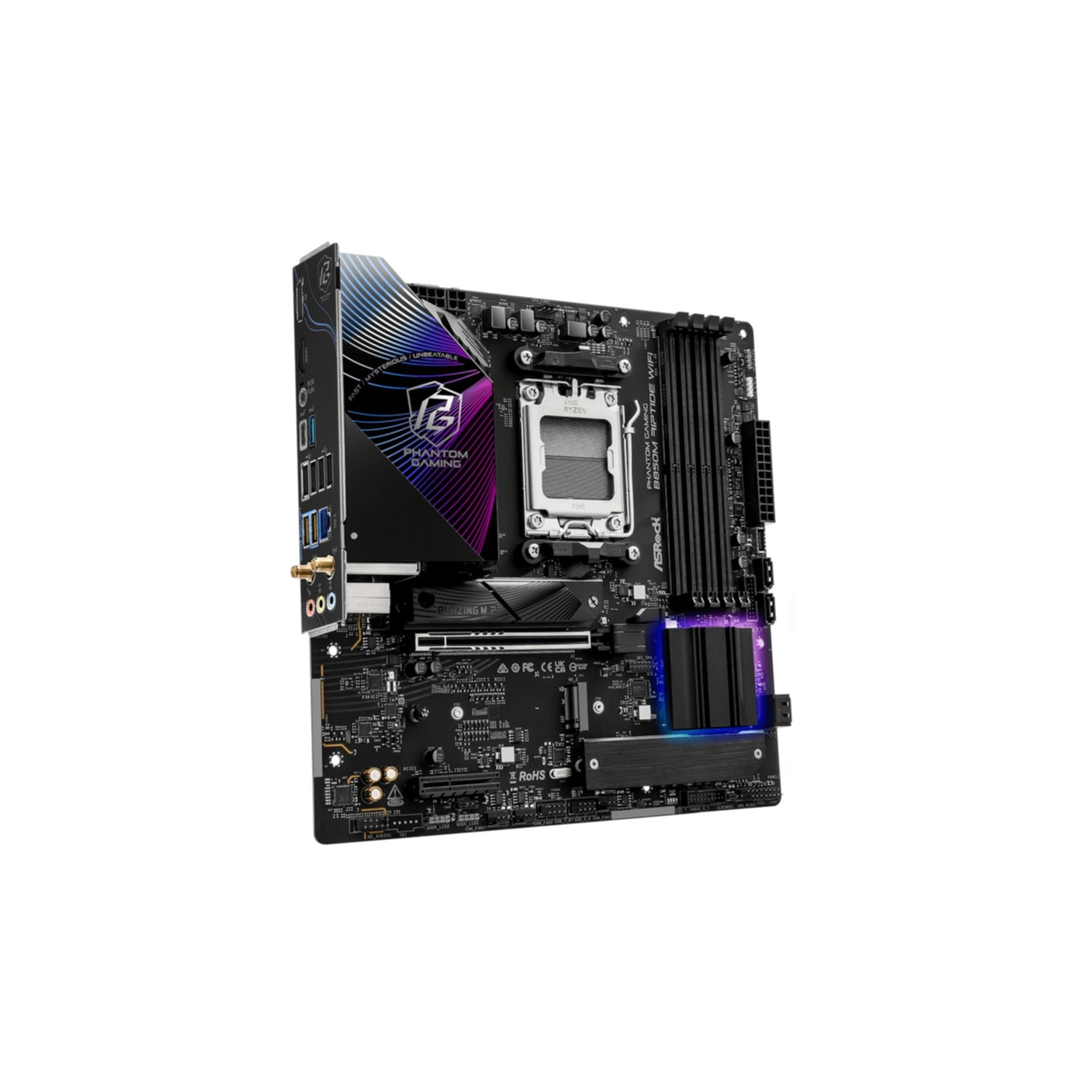 ASROCK Mainboard "Phantom Gaming B850M Riptide WiFi", ohne farbbezeichnung, B:26,4cm H:5,8cm T:29,6cm, Mainboards 3