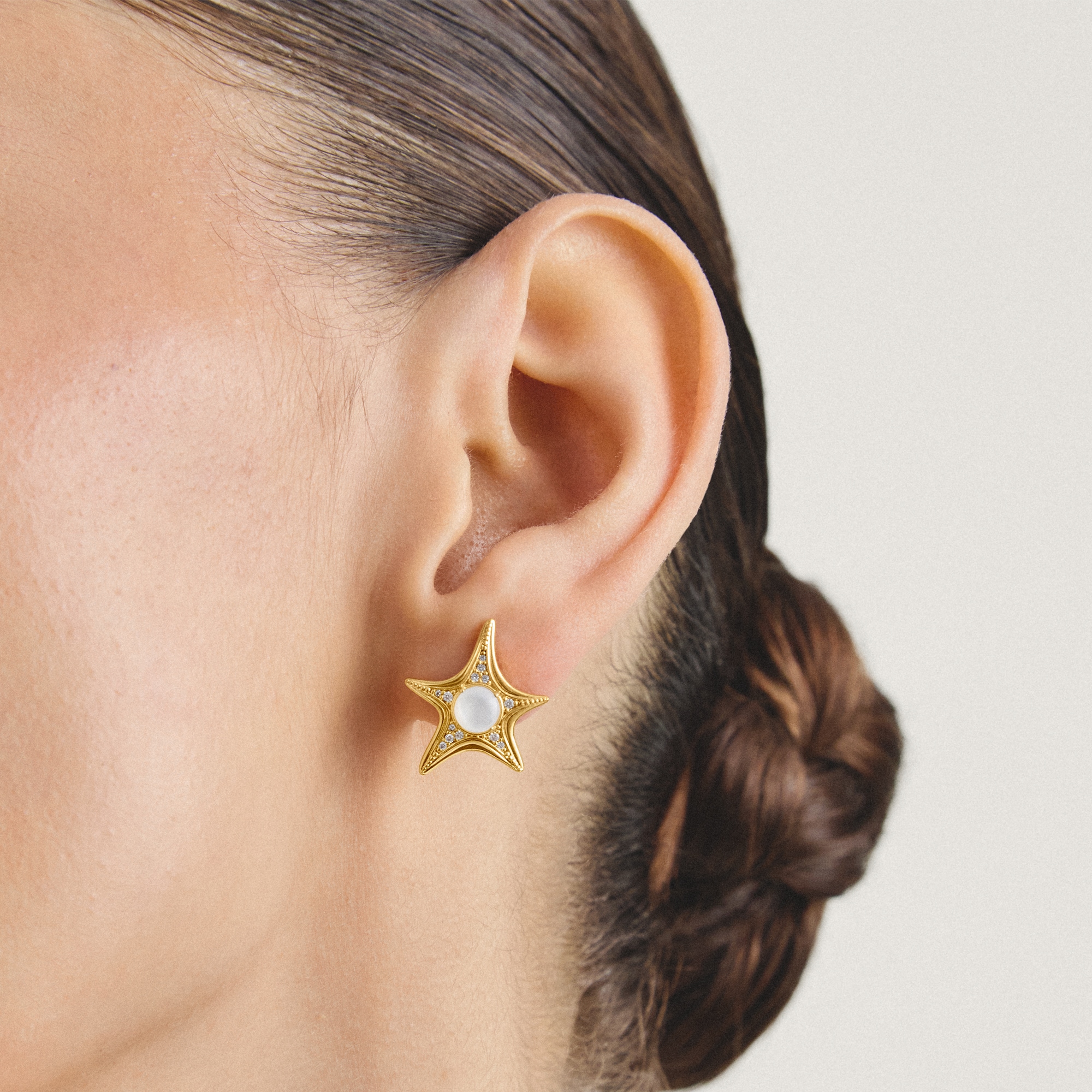 THOMAS SABO Paar Ohrstecker »Ohrstecker Seestern-Design gelbgoldfarben« mit Zirkonia (synth.) - mit Perlmutt