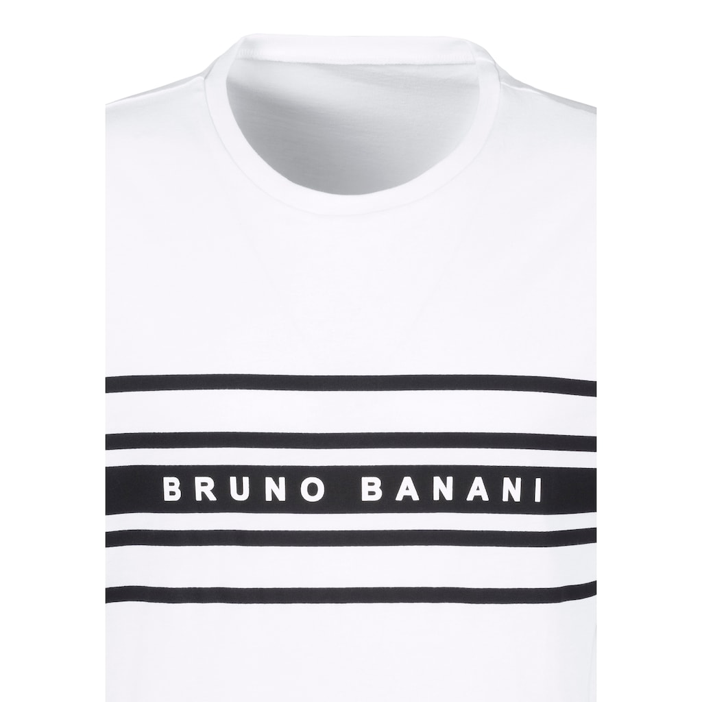 Marken Bruno Banani Bruno Banani Schlafanzug, (Spar-Set, 3 tlg.), 3-teilig, Shirt mit Shorts und langer Hose weiß-schwarz