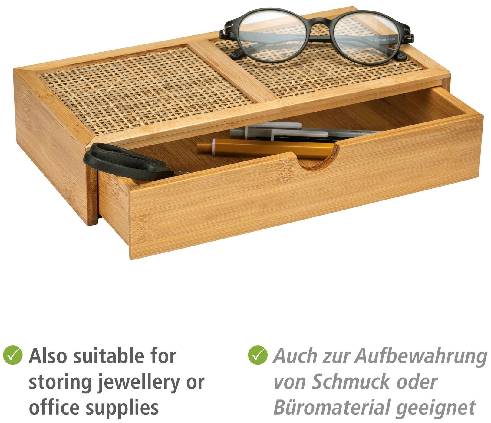 WENKO Badorganizer »Allegre«, (1 St.), und Schublade, bestellen Rattan Bambus BAUR mit | aus