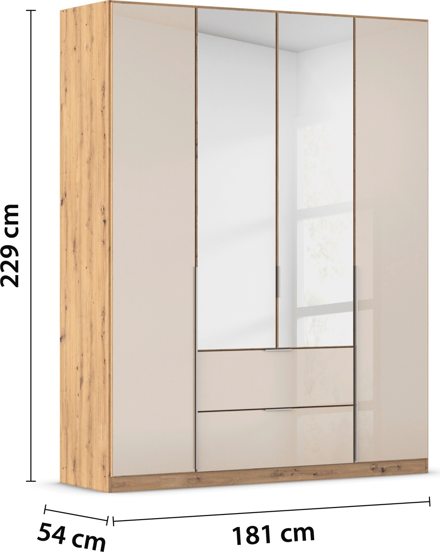 rauch Drehtürenschrank »Kleiderschrank Kleiderschränke Schrank Garderobe AGORDO mit Glasfront«, mit Außenschubkästen, in 6 Breiten und 2 Höhen MADE IN GERMANY