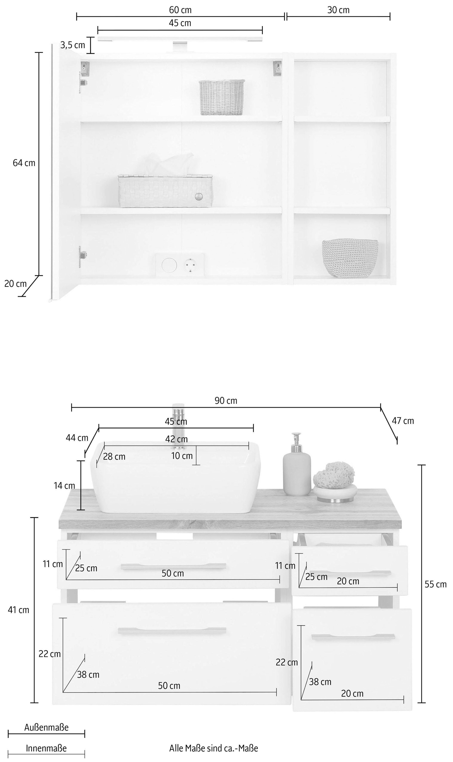welltime Badmöbel-Set »Davos« 3 Stk. tlg.