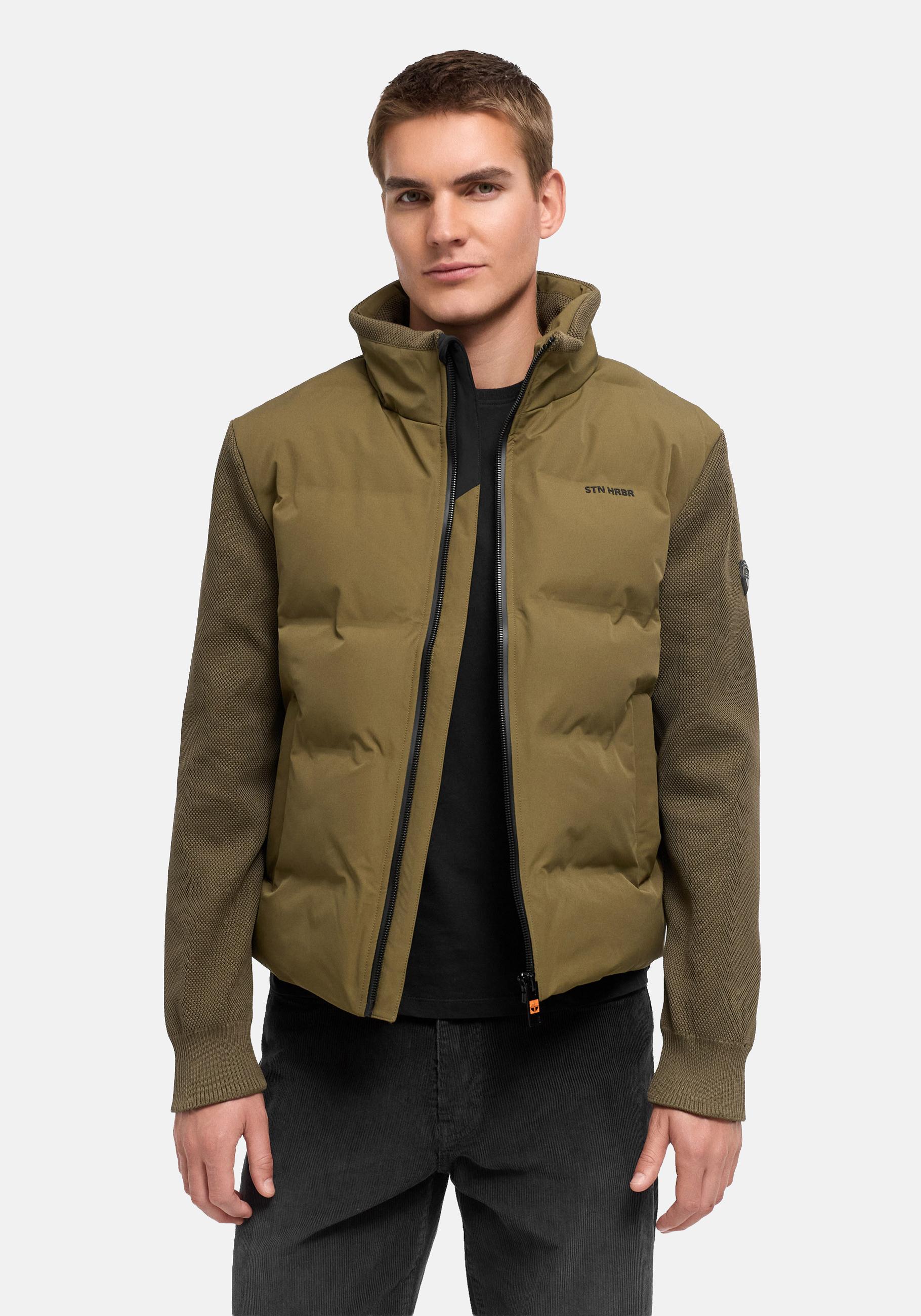 Stone Harbour Outdoorjacke "Eeron XX" ohne Kapuze Warme Jacke mit Strukturstrick in Piqué-Optik