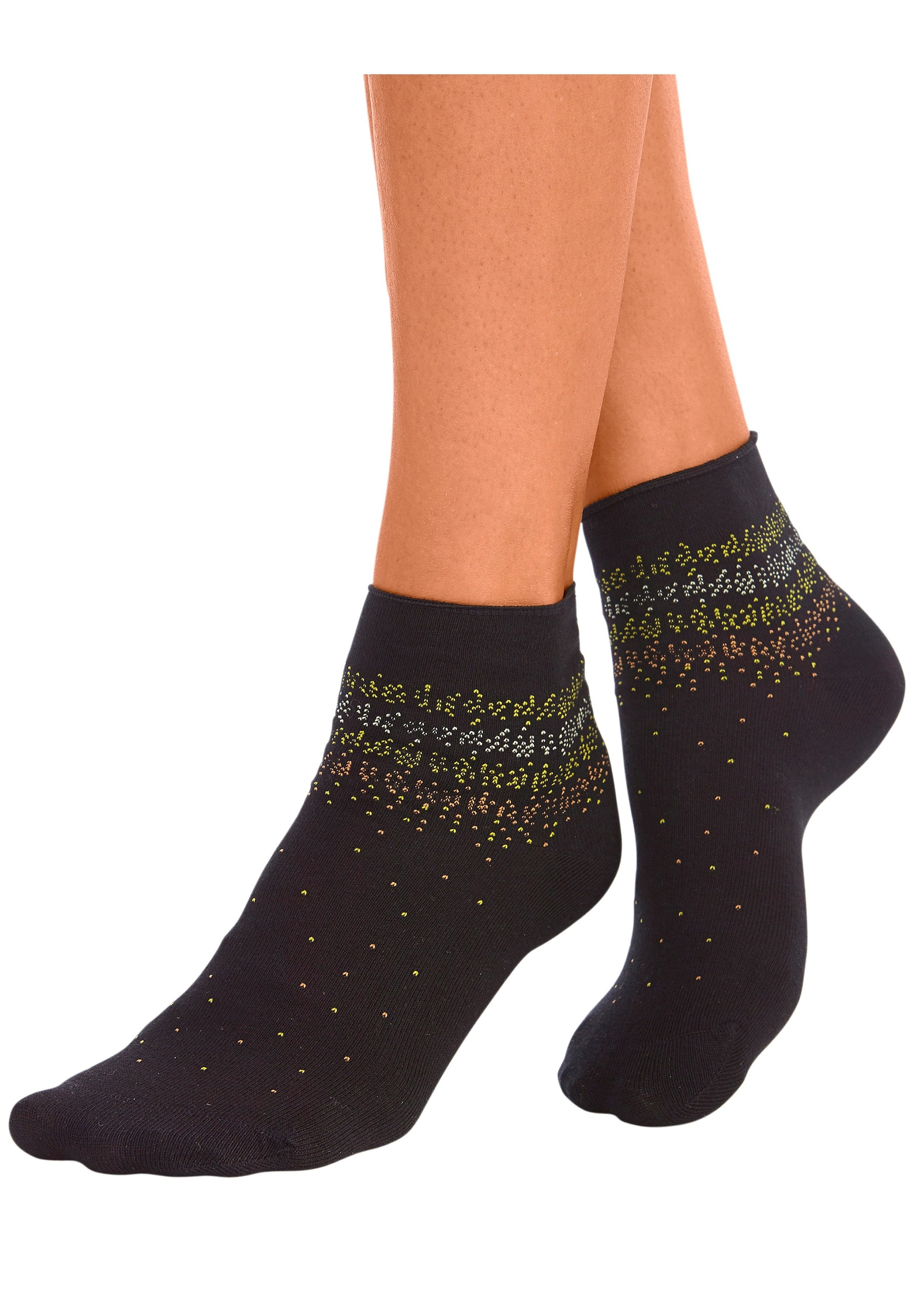 H.I.S Kurzsocken "Damen Kurze Söckchen, bunte Pünktchen" Packung, 7 Stk. tlg. mit Pünktchen Muster