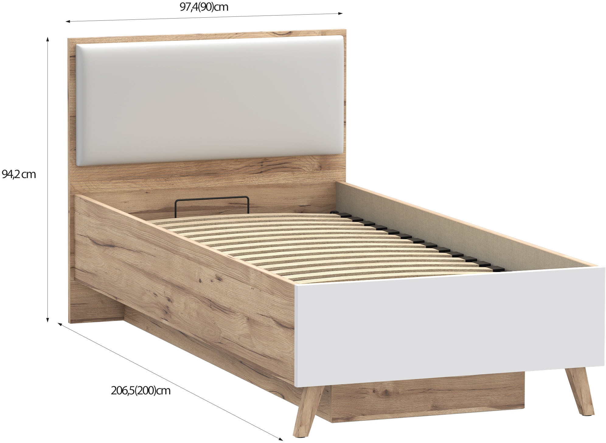 FORTE Stauraumbett »Vankka viel Stauraum, skandinavisches Design, Made in Europe«, aufklappbarer Lattenrost, weitere Produkte zur Serie erhältlich