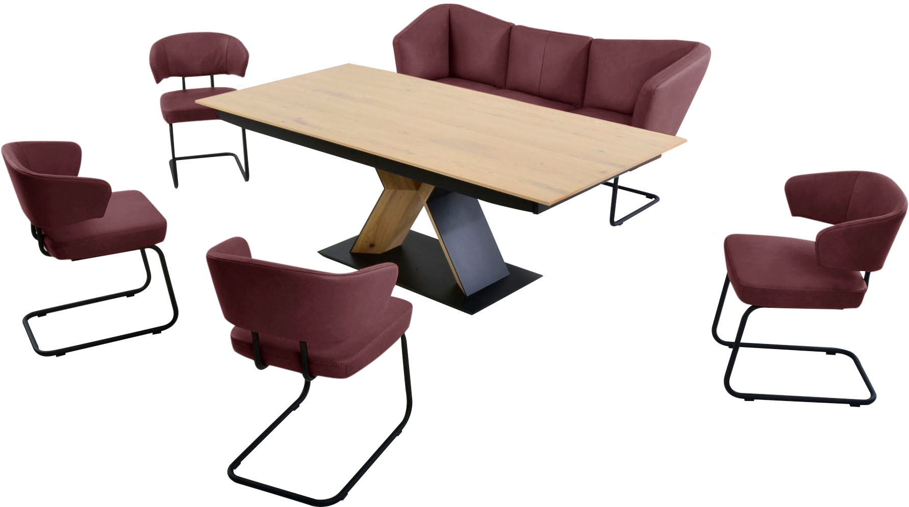 K+W Komfort & Wohnen Essgruppe "Mikkado Tube" 6 Stk. tlg. 4 Freischwinger u günstig online kaufen