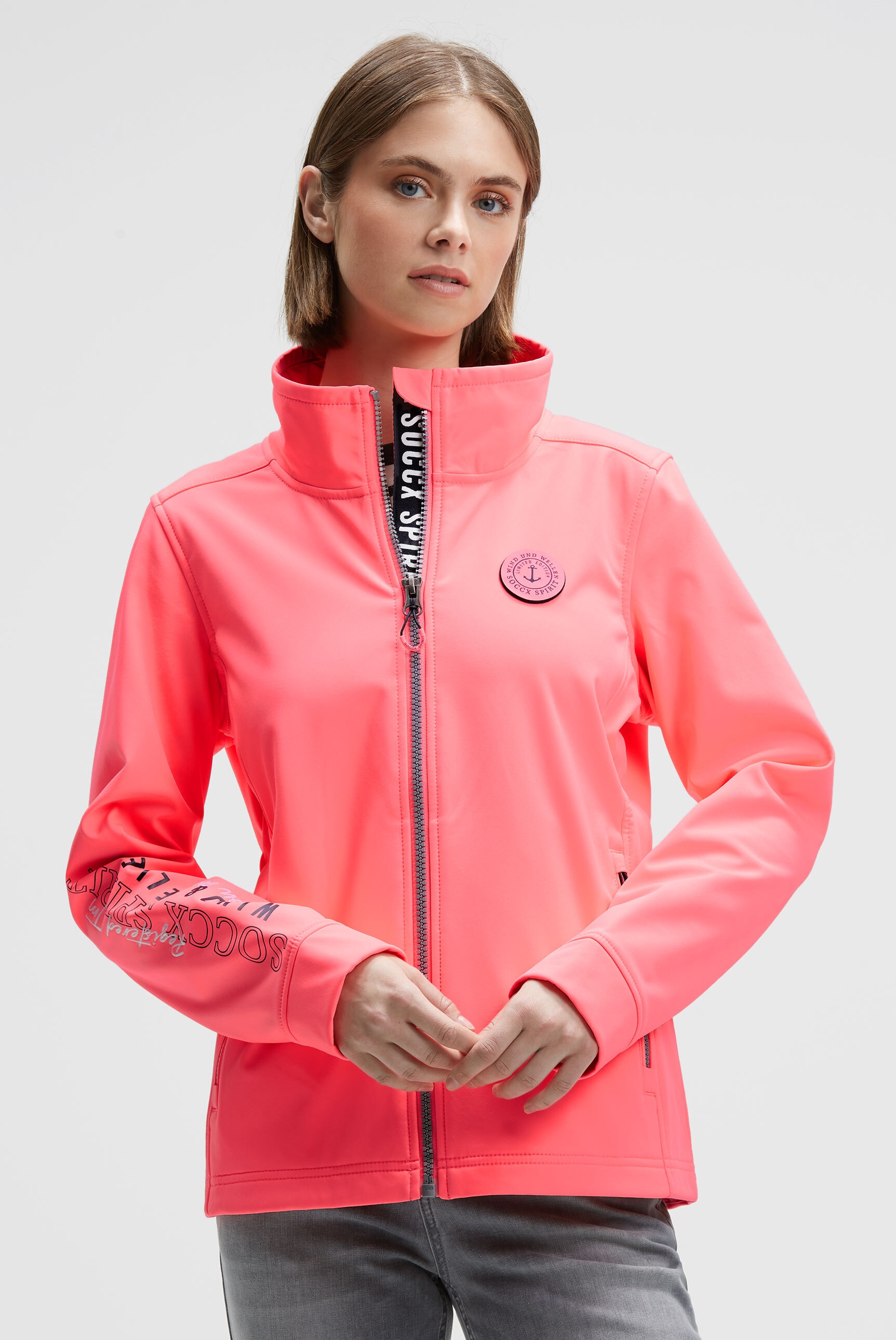 SOCCX Softshelljacke ohne Kapuze mit Stehkragen günstig online kaufen