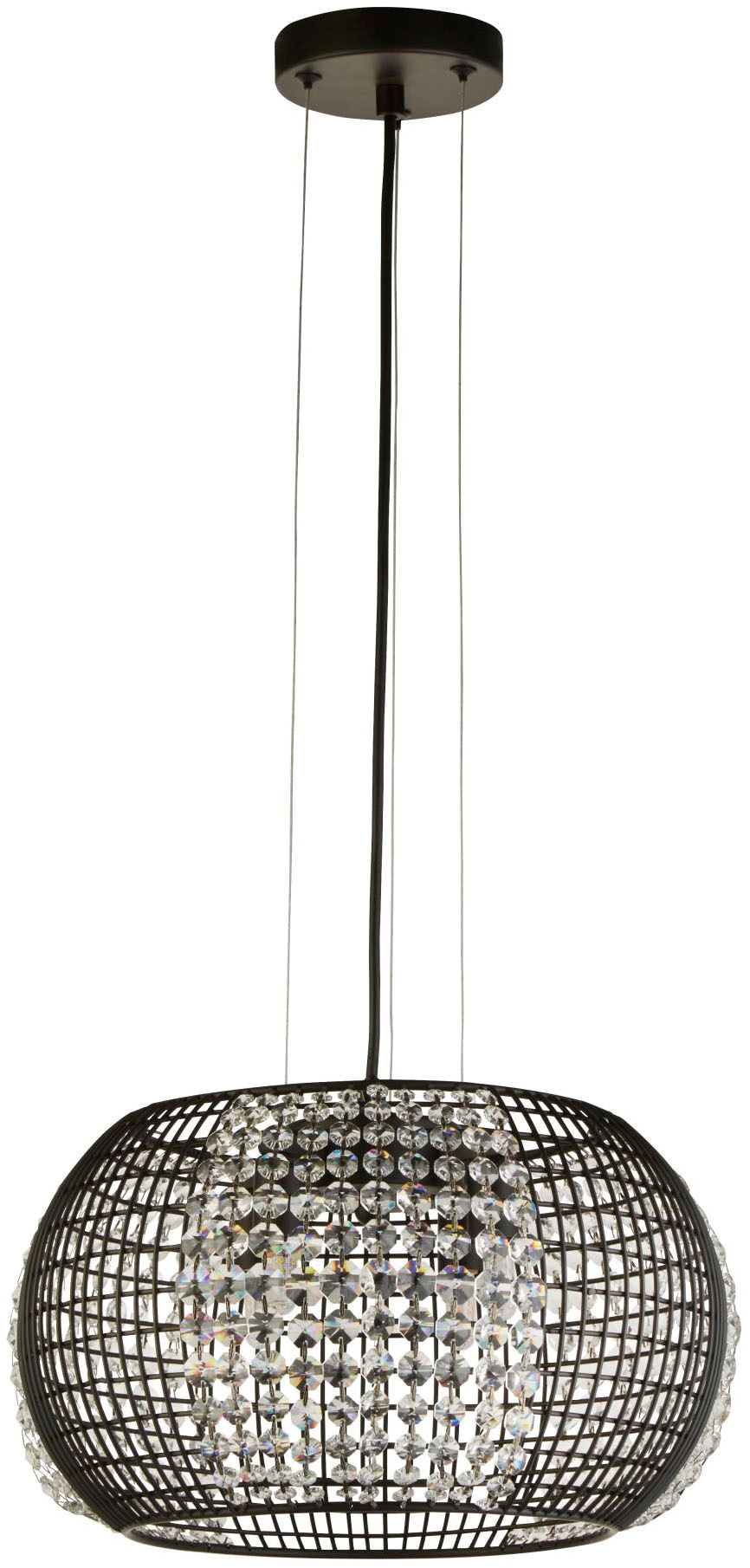Searchlight Hängeleuchte »Cage 4Lt Pendant - Black Metal & Crystal Glass« G9 1 Stk.