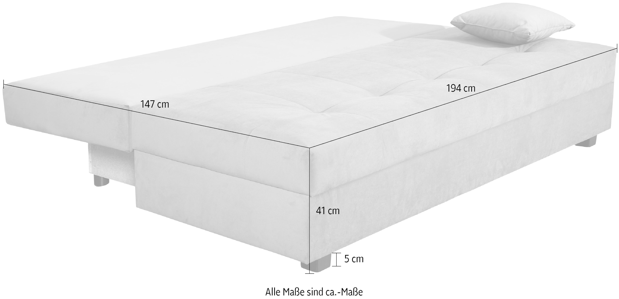 COLLECTION AB Schlafsofa »DARIA inklusive Schlafunktion und Bettkasten«, Schlafsofa,Bettfunktion,Bettkasten,inklusive Rückenkissen,Federkern
